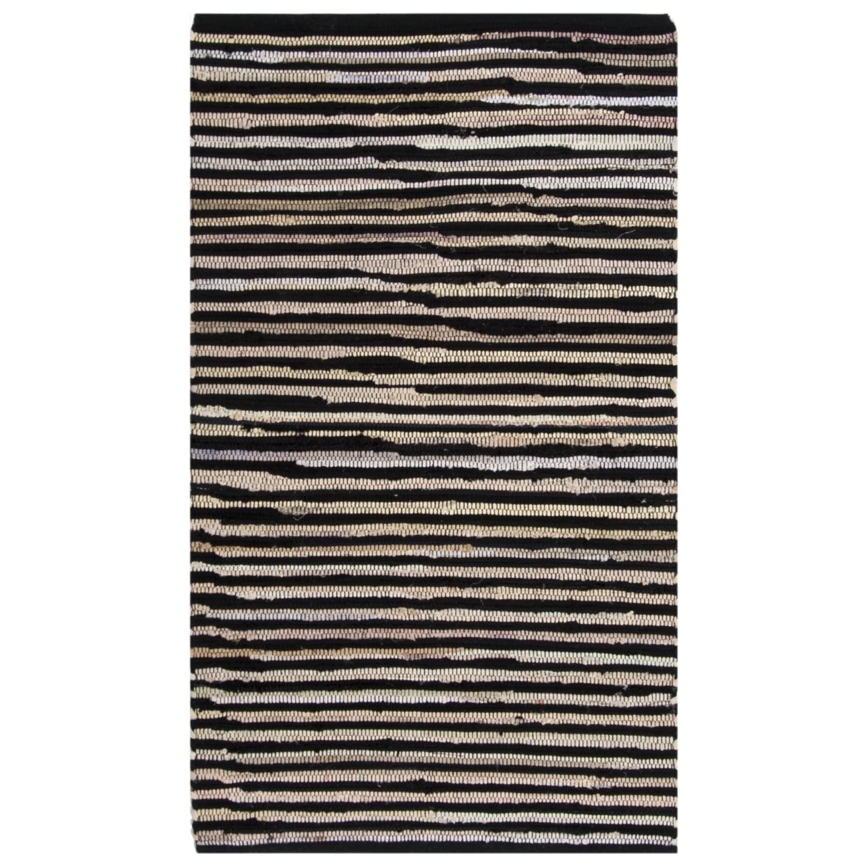 Rag Rug RAR130 Hand Woven Indoor Accent Rug - Black/Multi - 2'x3' - Safavieh.