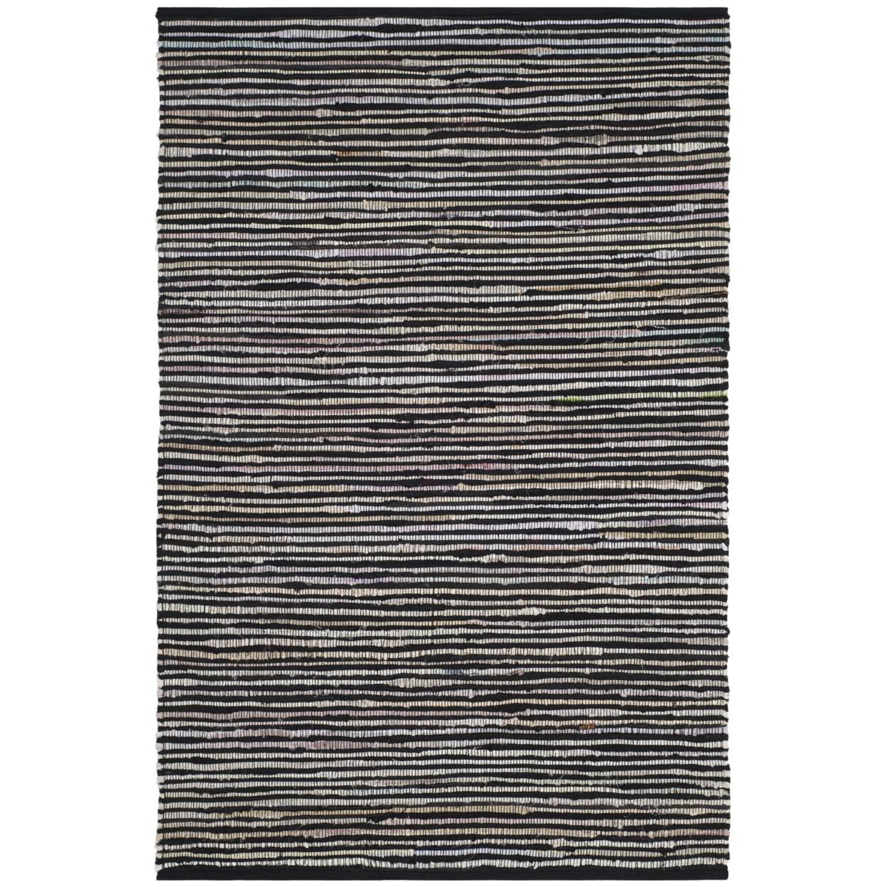 Rag Rug RAR130 Hand Woven Indoor Area Rug - Black/Multi - 4'x6' - Safavieh.