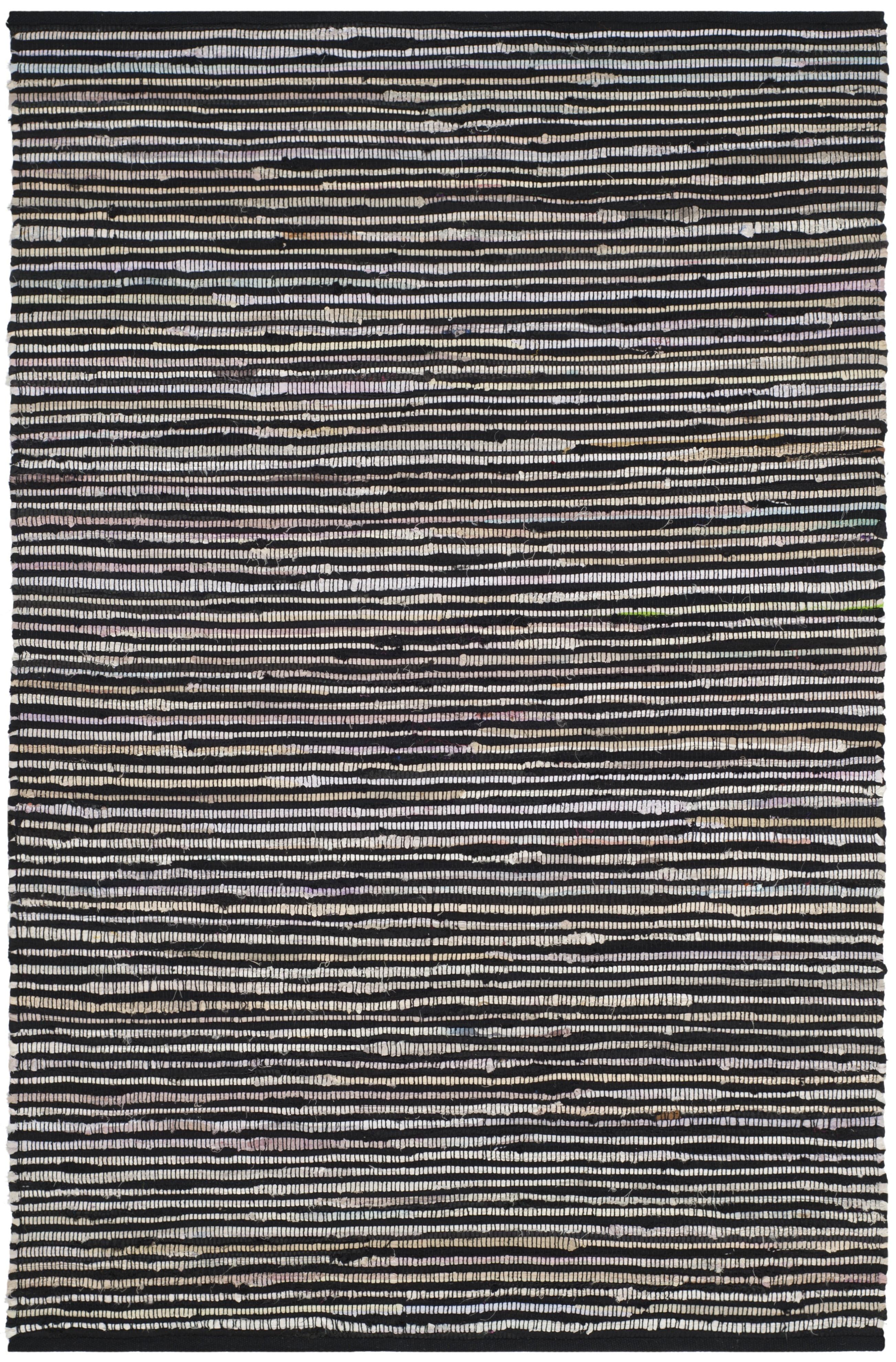 Rag Rug RAR130 Hand Woven Indoor Area Rug - Black/Multi - 4'x6' - Safavieh.
