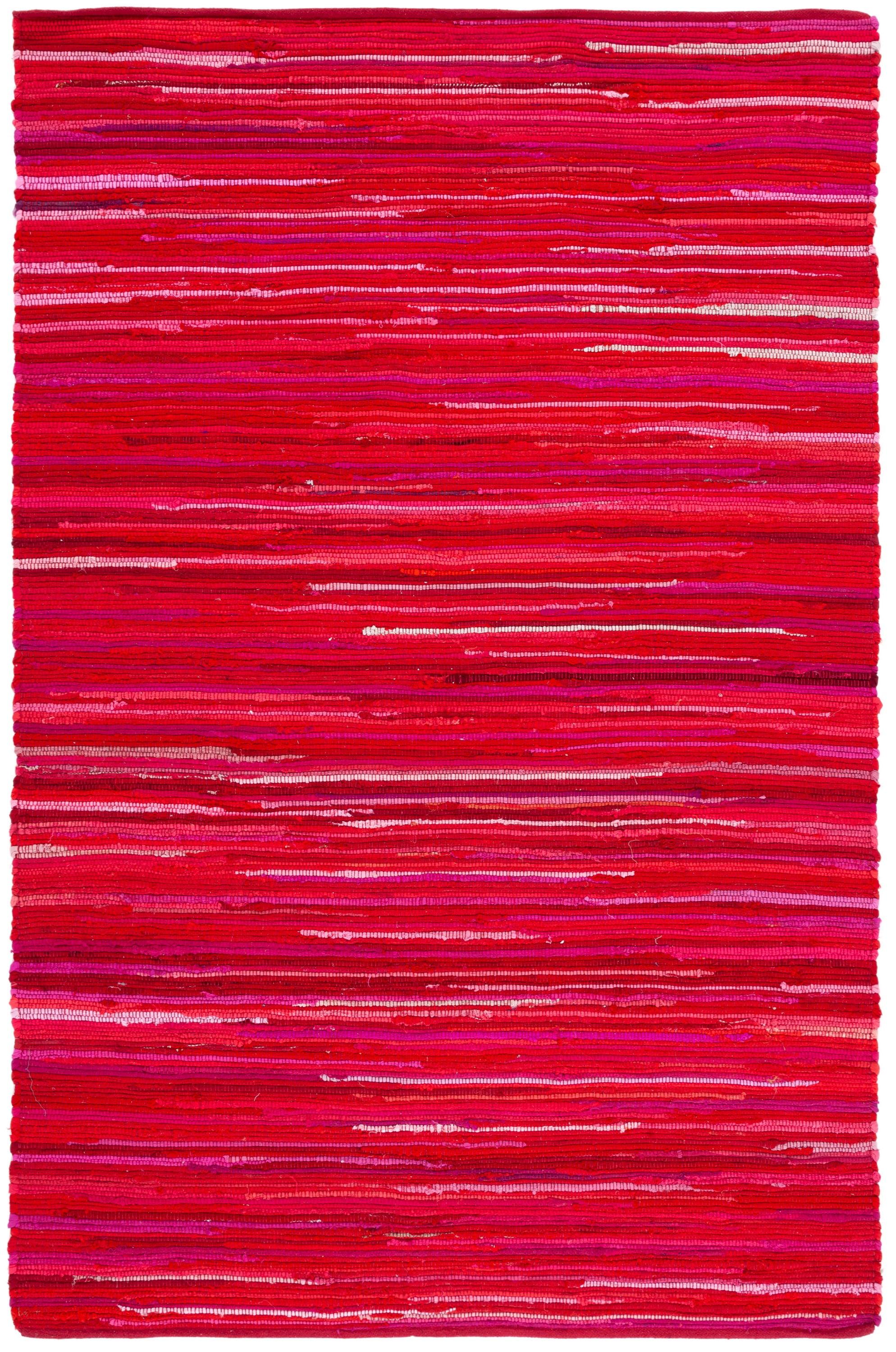 Rag Area Rug RAR130 Hand Woven Area Rug - Red/Multi - 6'x9' - Safavieh.