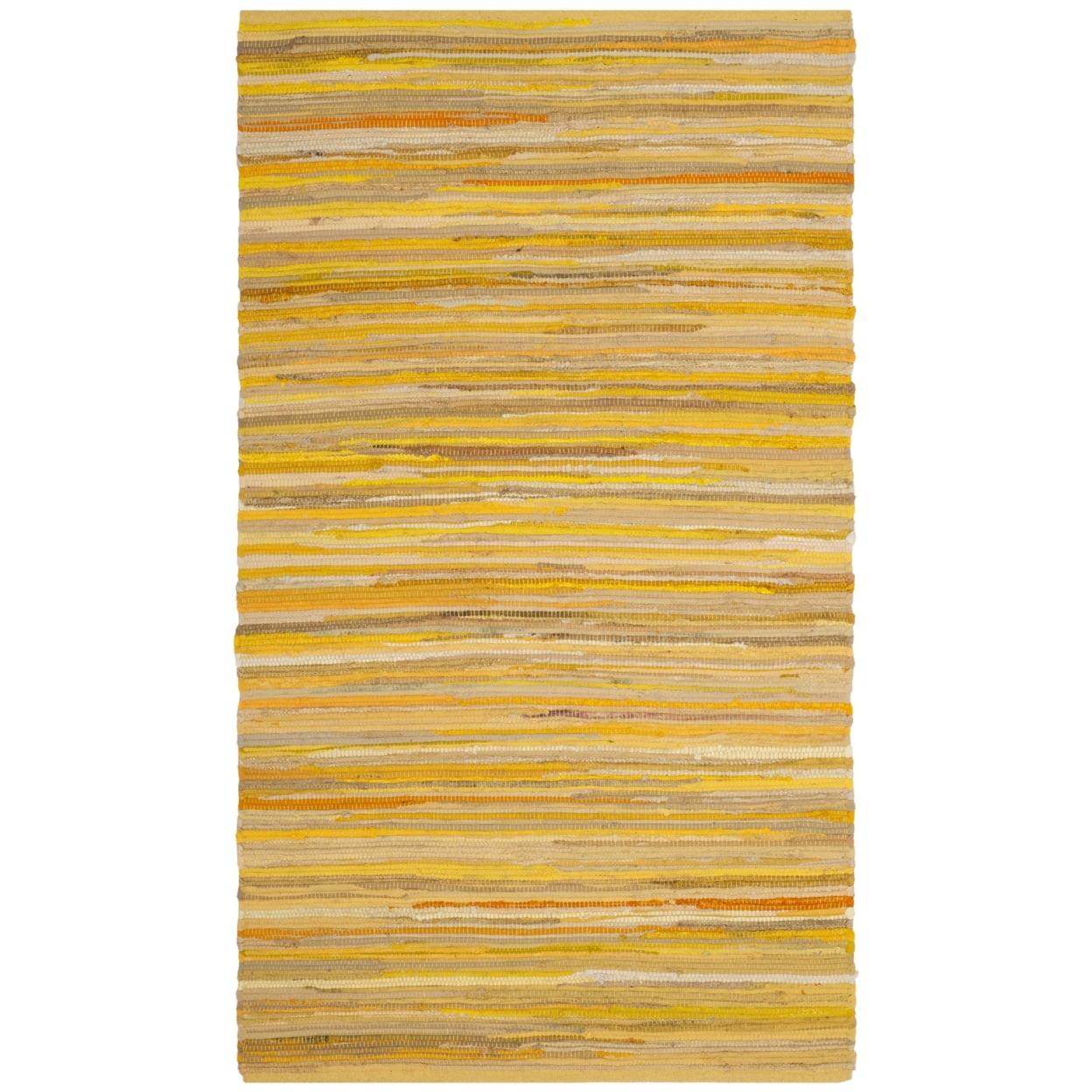 Sunny Stripes Flat-Woven Cotton Area Rug, Yellow/Multi, 3' x 5'