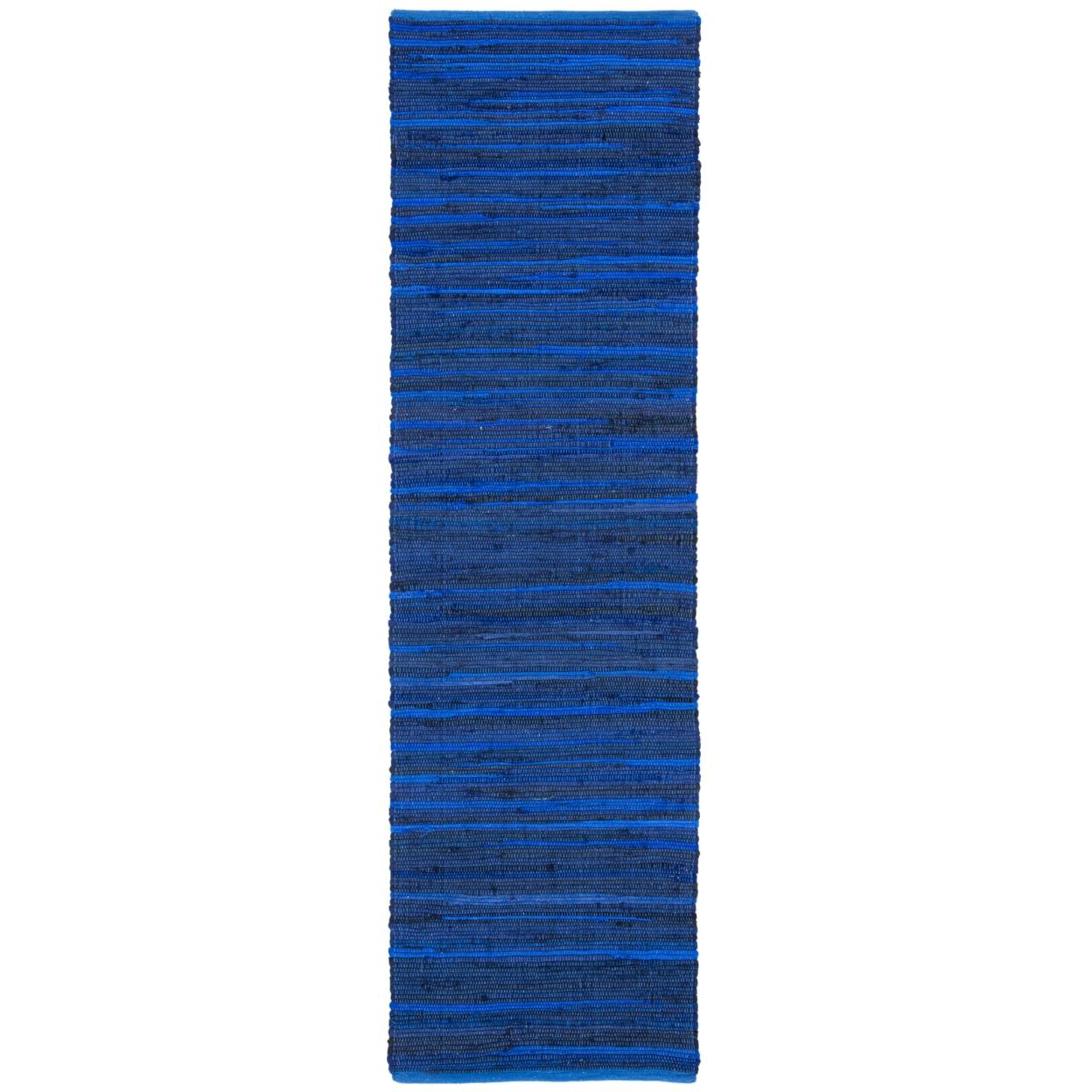 Rag Runner Rug RAR130 Hand Woven Runner Rug - Blue/Multi - 2'3"x8' - Safavieh.