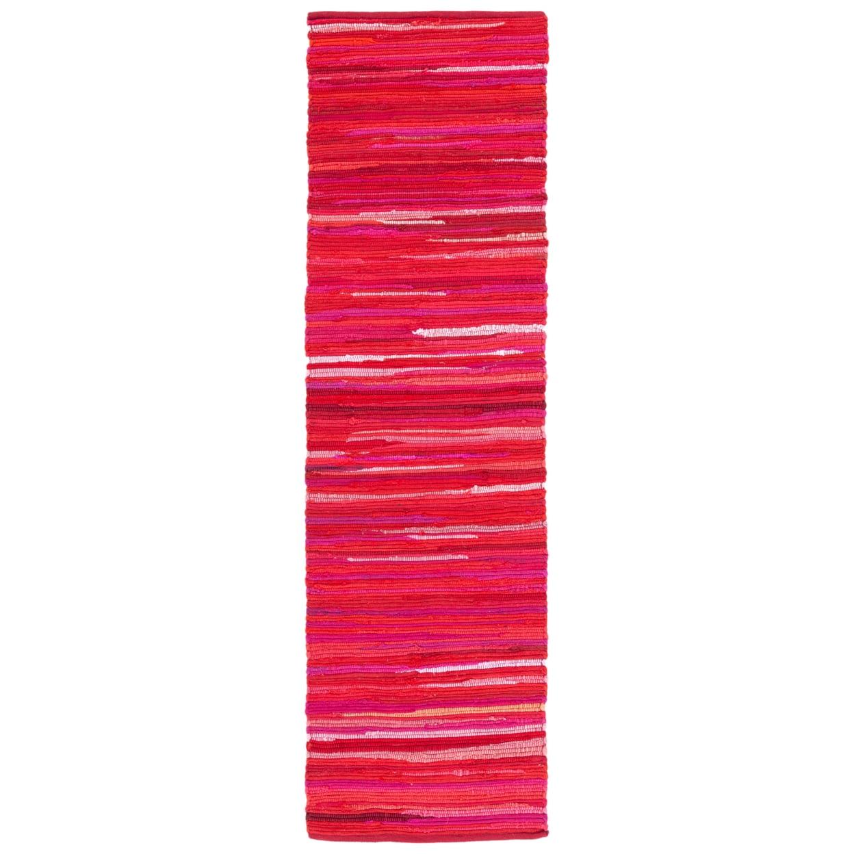 Rag Rug RAR130 Hand Woven Indoor Runner Rug - Red/Multi - 2'3"x7' - Safavieh.
