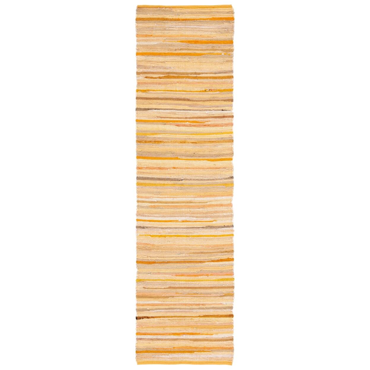 Sunny Stripes 2'3" x 9' Handmade Yellow/Multi Wool-Cotton Runner Rug