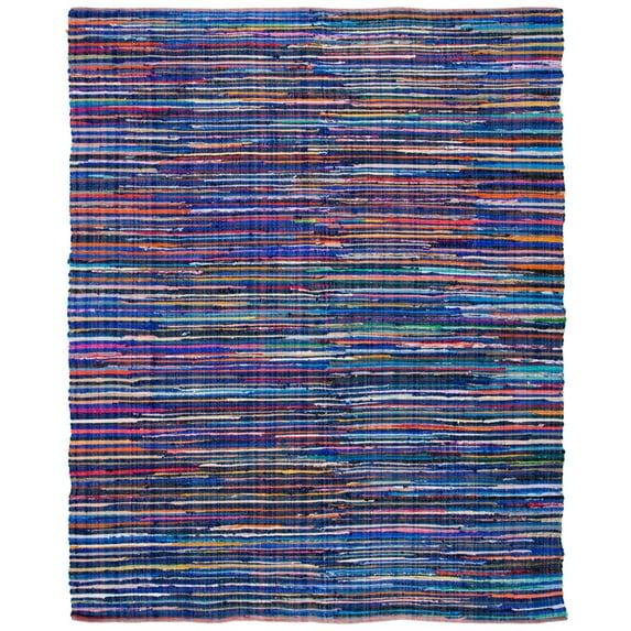 Rag Area Rug RAR240 Hand Woven Area Rug - Blue/Multi - 5'x8' - Safavieh.