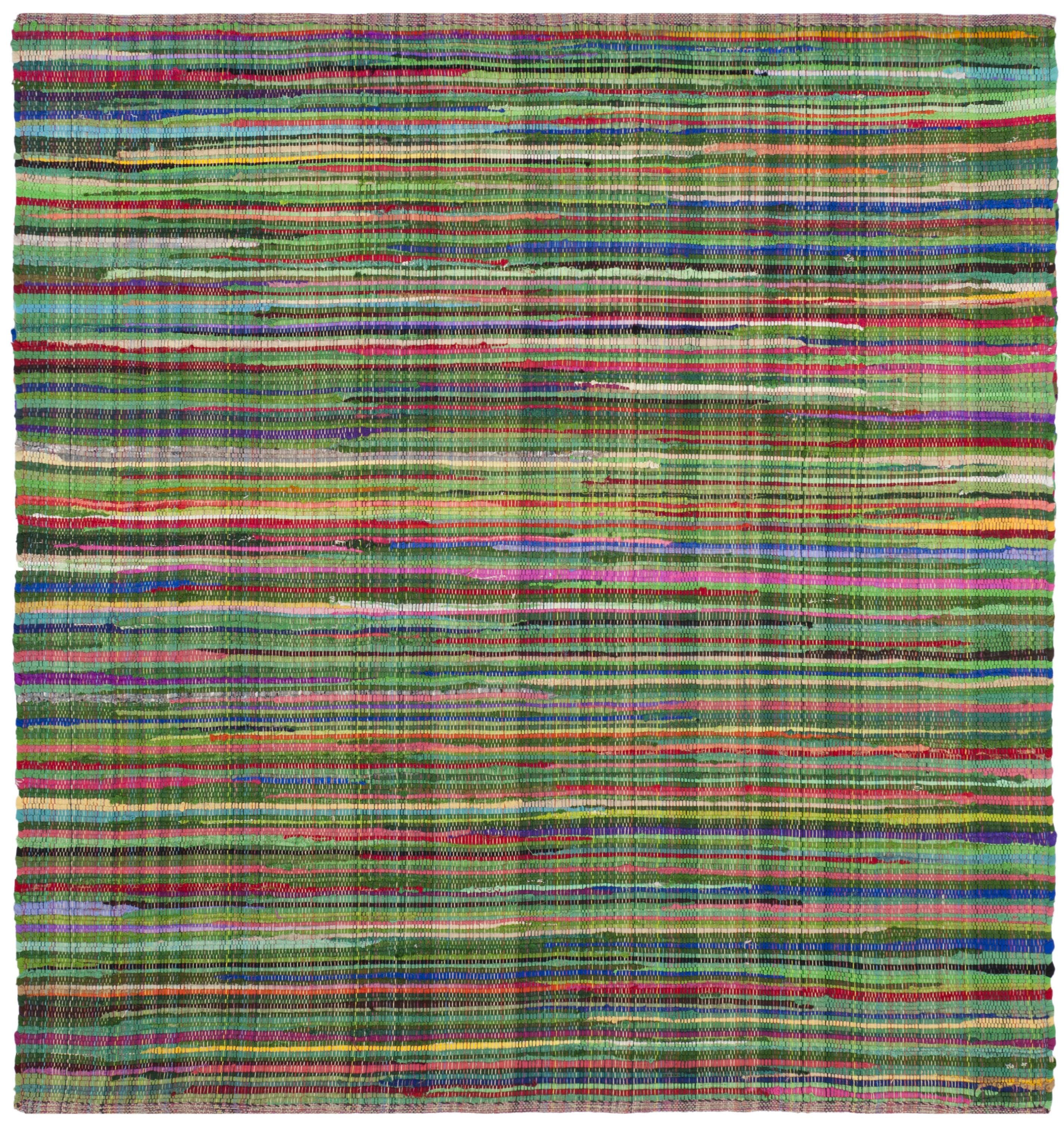 Petar Striped Multicolor Square Handwoven Wool-Cotton Rug 6' x 6'