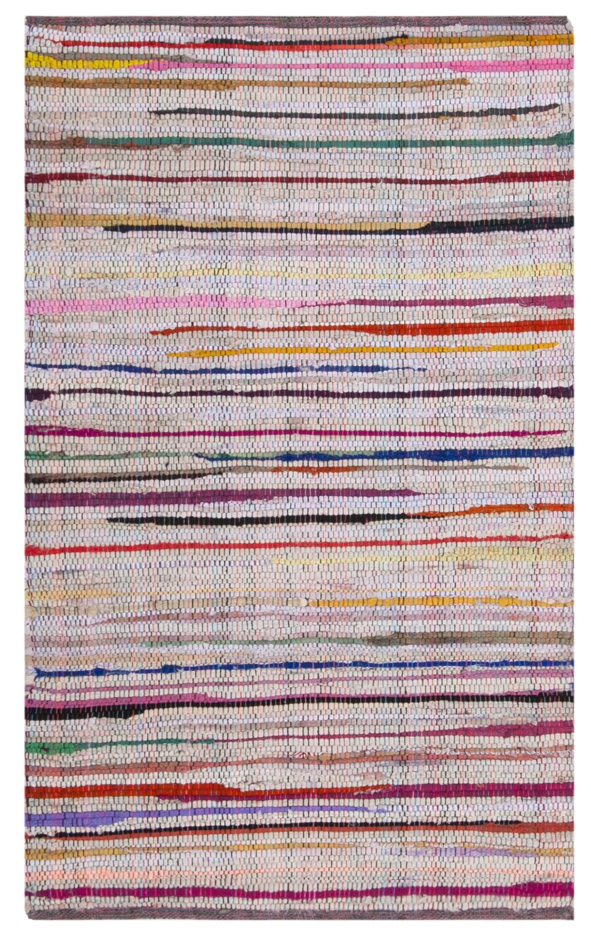 Chic Ivory & Multicolor Handwoven Cotton-Wool Blend Geometric Rug - 2'6" x 4'