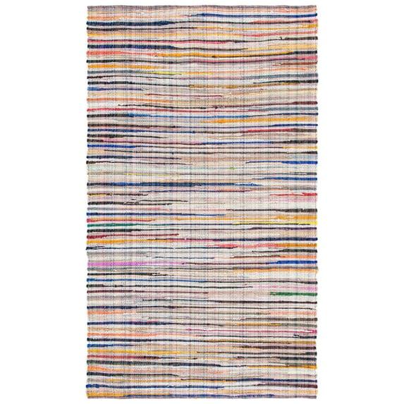 Rag Rug RAR240 Hand Woven Indoor Area Rug - Ivory/Multi - 5'x8' - Safavieh.