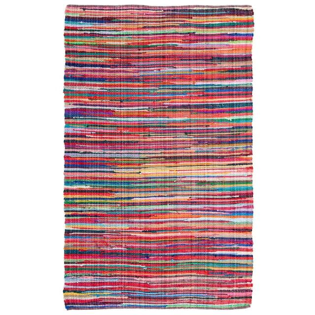 Rag Rug RAR240 Hand Woven Indoor Area Rug - Red/Multi - 4'x6' - Safavieh.