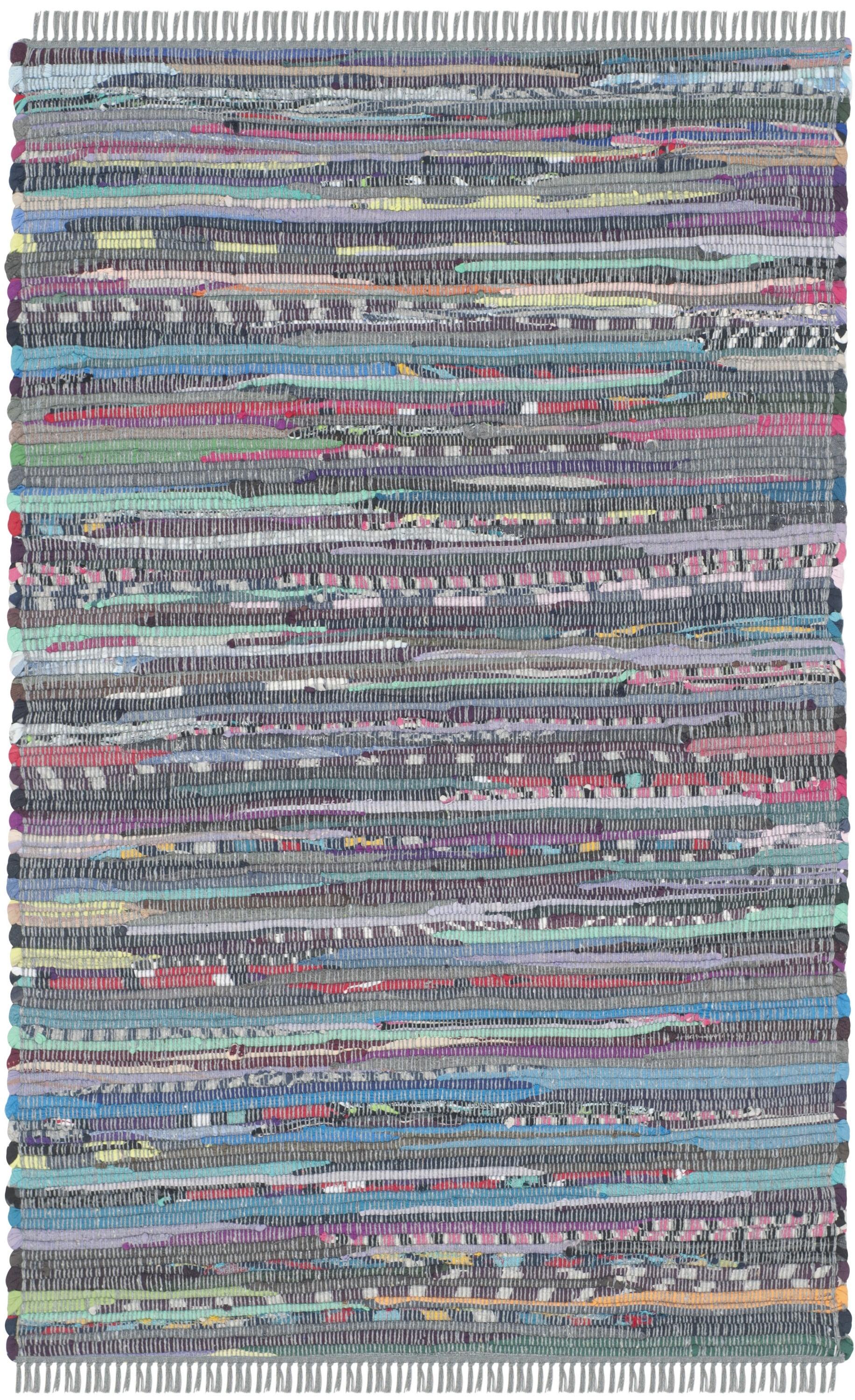 Rag Rug RAR121 Hand Woven Indoor Accent Rug - Aqua/Multi - 2'x3' - Safavieh.