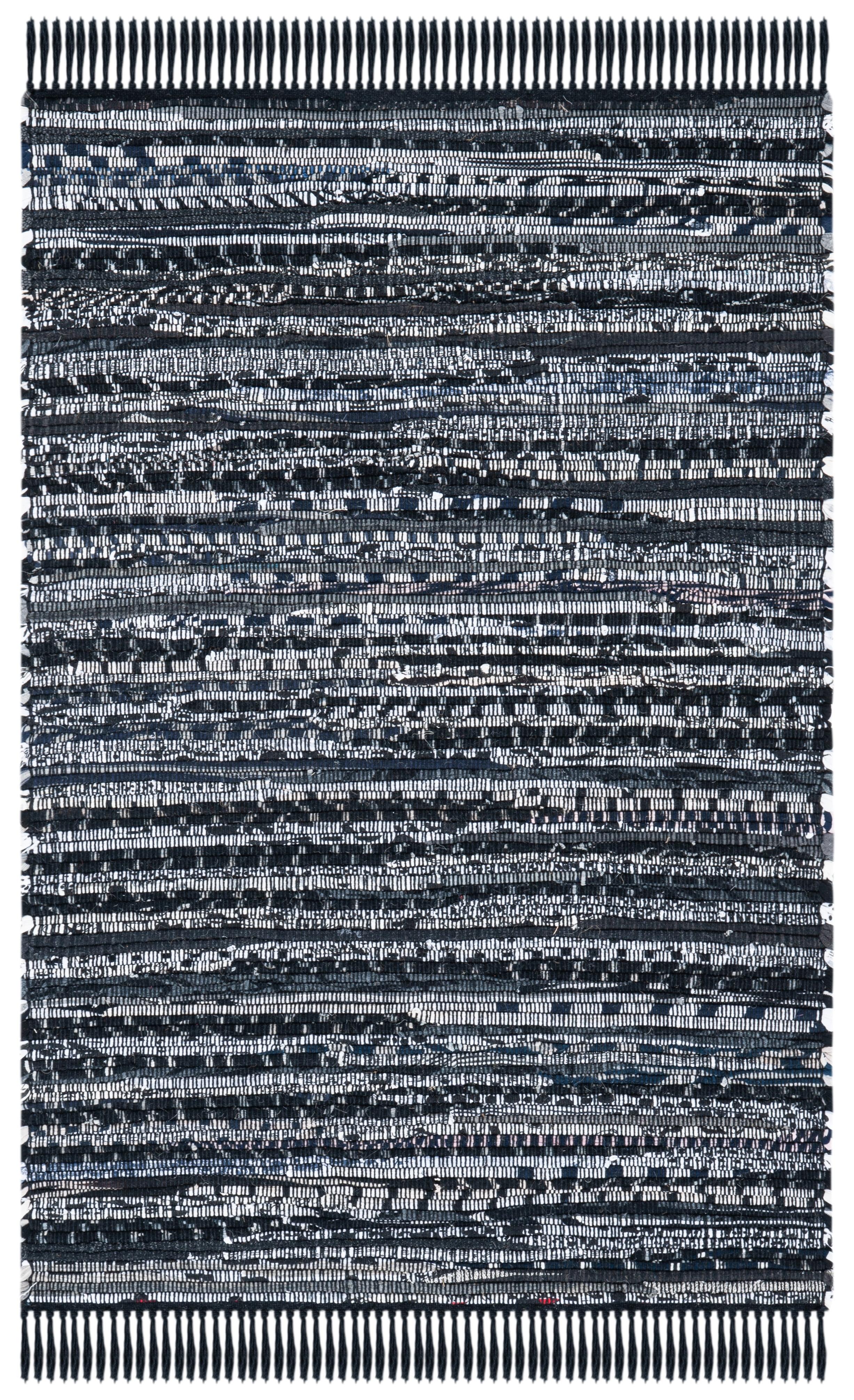Rag Rug RAR121 Hand Woven Indoor Accent Rug - 2'6"x4' - Black - Safavieh