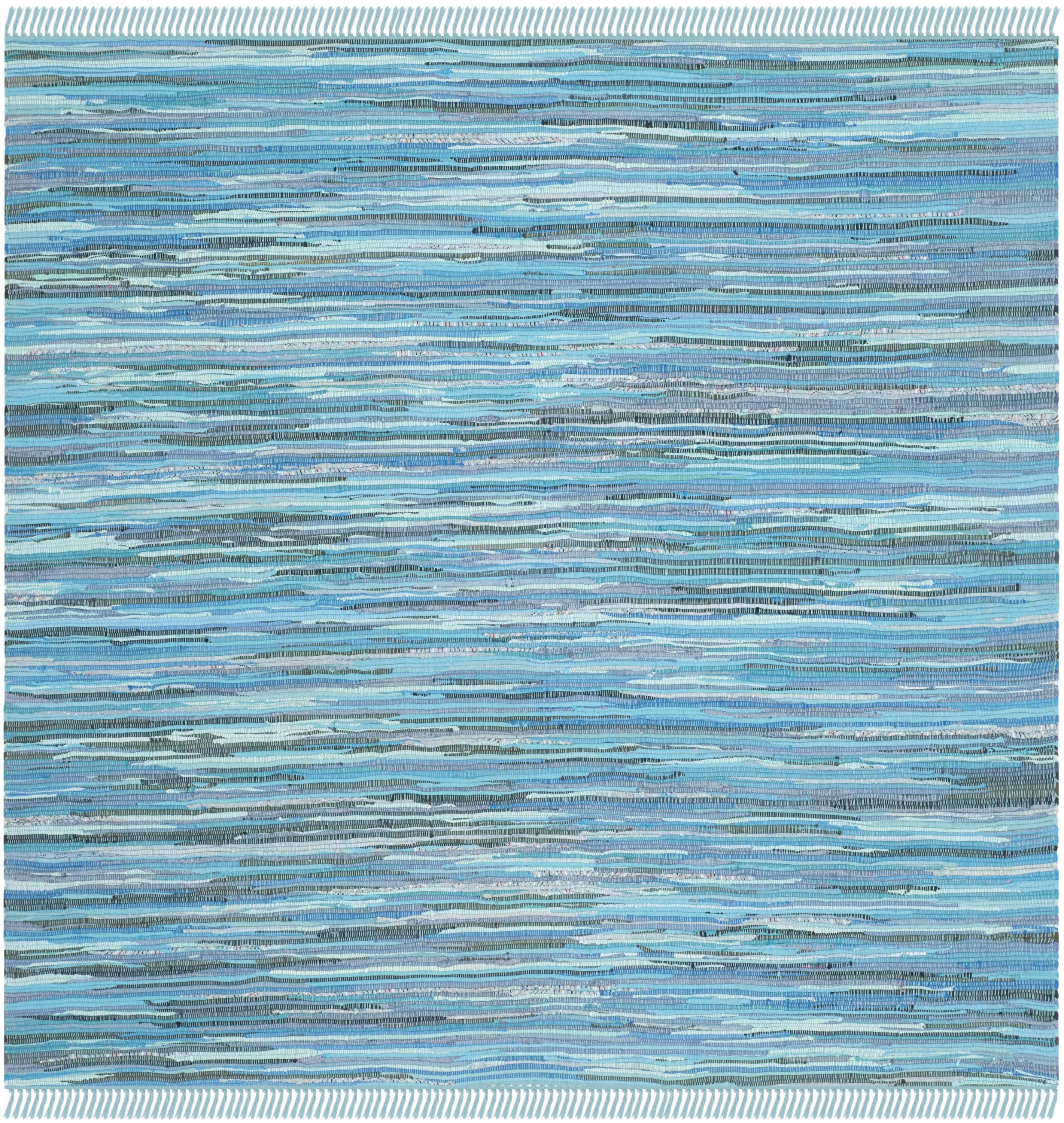 Rag Rug RAR121 Hand Woven Indoor Area Rug - Blue/Multi - 6'x6' - Safavieh.