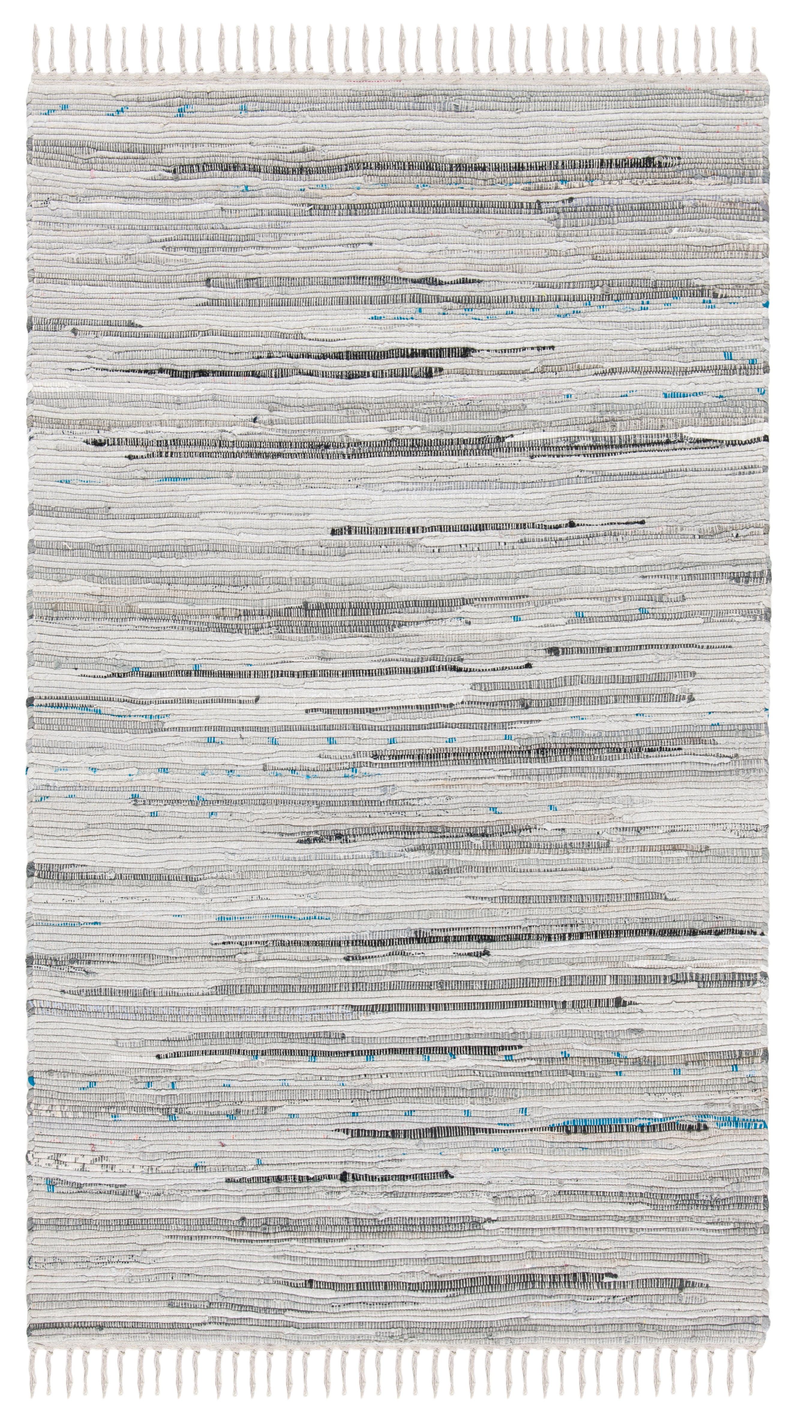 SAFAVIEH Rag Robynne Striped Cotton Area Rug, Grey, 3' x 5'