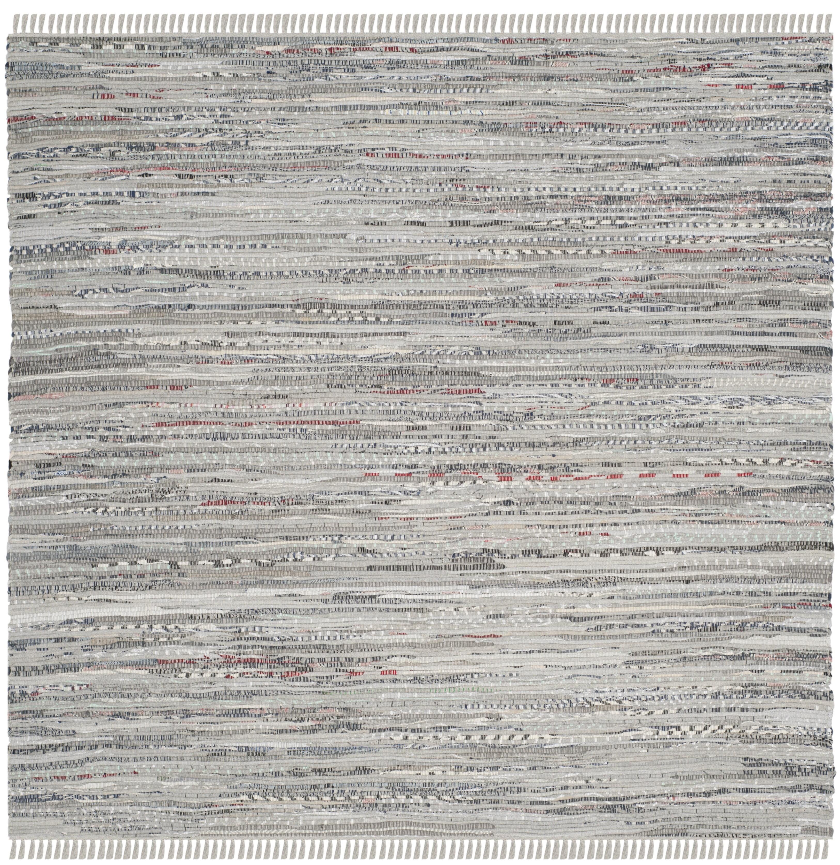 Rag Rug RAR121 Hand Woven Indoor Area Rug - Grey - 4'x4' - Safavieh.