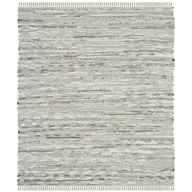Rag Rug RAR121 Hand Woven Indoor Area Rug - 5'x5' - Grey - Safavieh