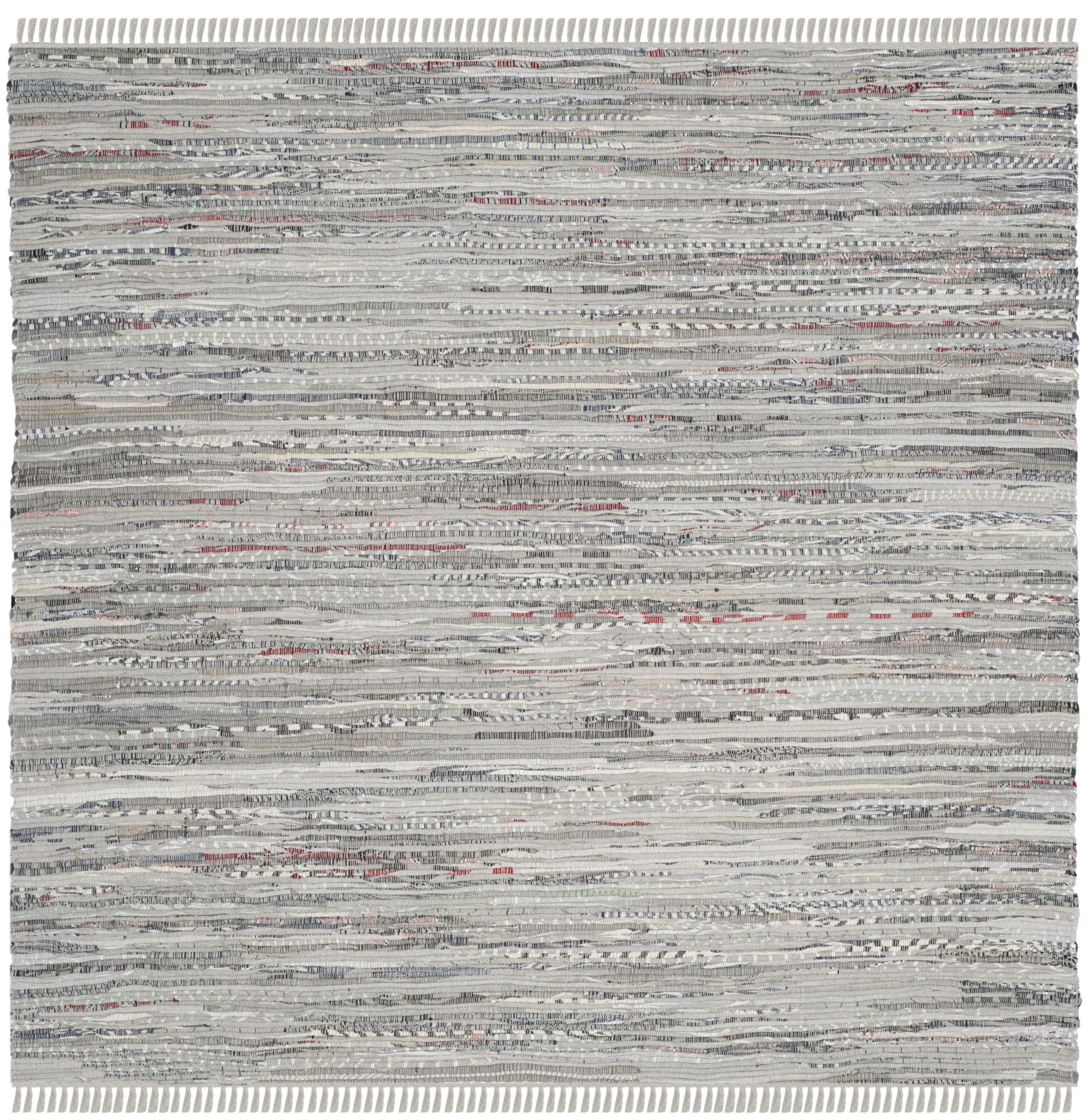 Rag Rug RAR121 Hand Woven Indoor Area Rug - Grey - 6'x6' - Safavieh.