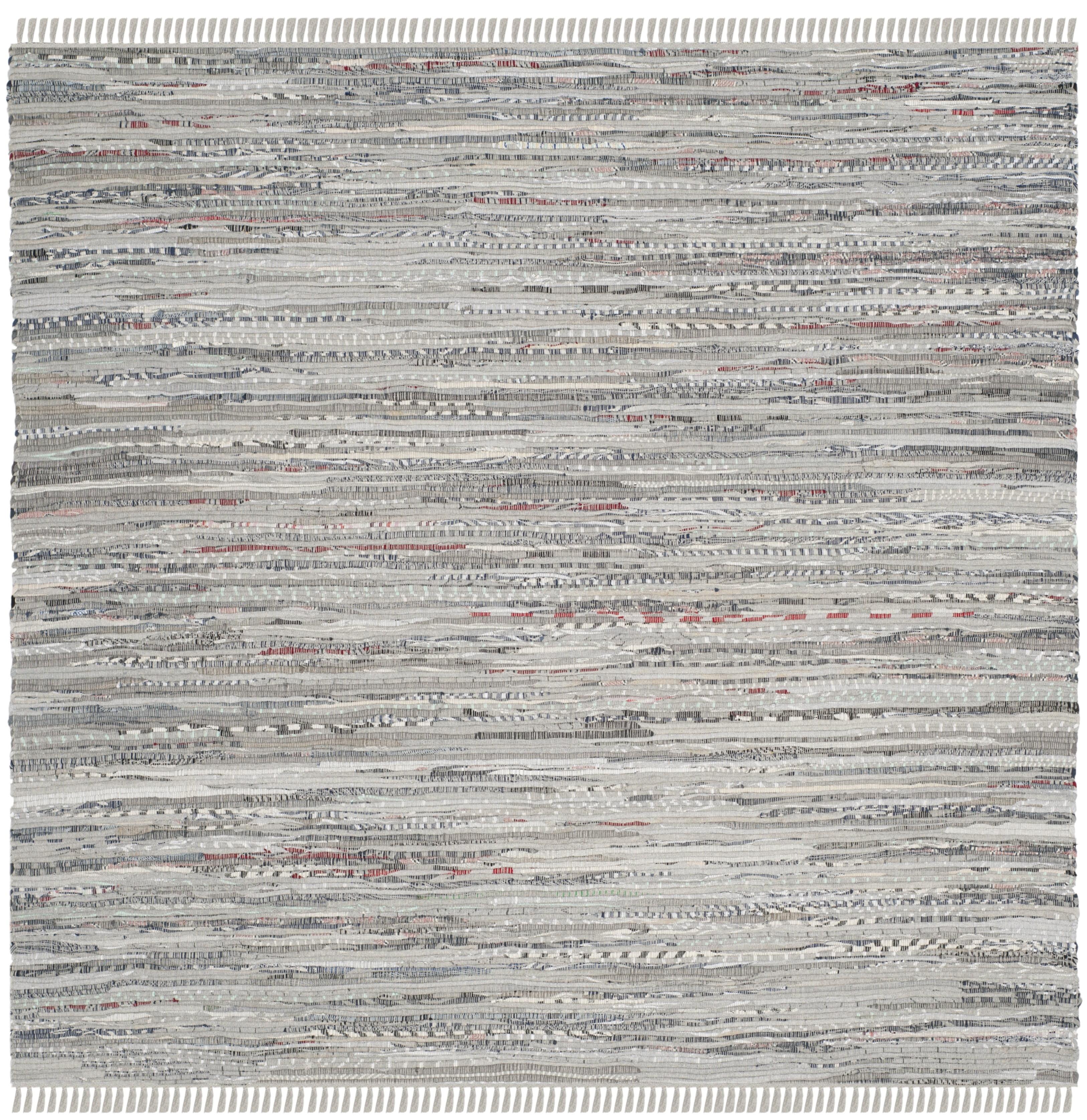 Rag Rug RAR121 Hand Woven Indoor Area Rug - 9'x9' - Grey - Safavieh