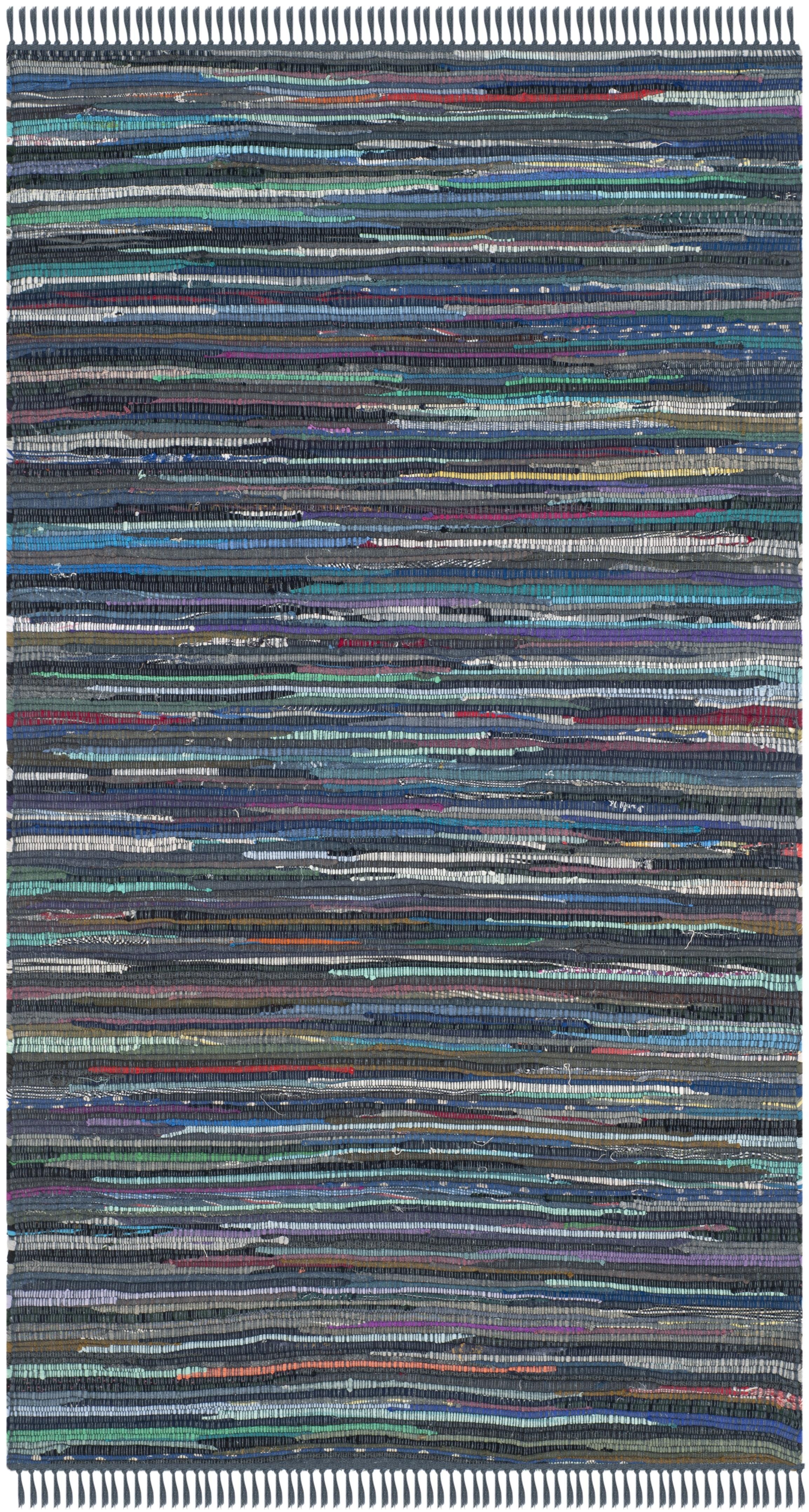 Rag Rug RAR121 Hand Woven Indoor Accent Rug - Ink/Multi - 3'x5' - Safavieh.