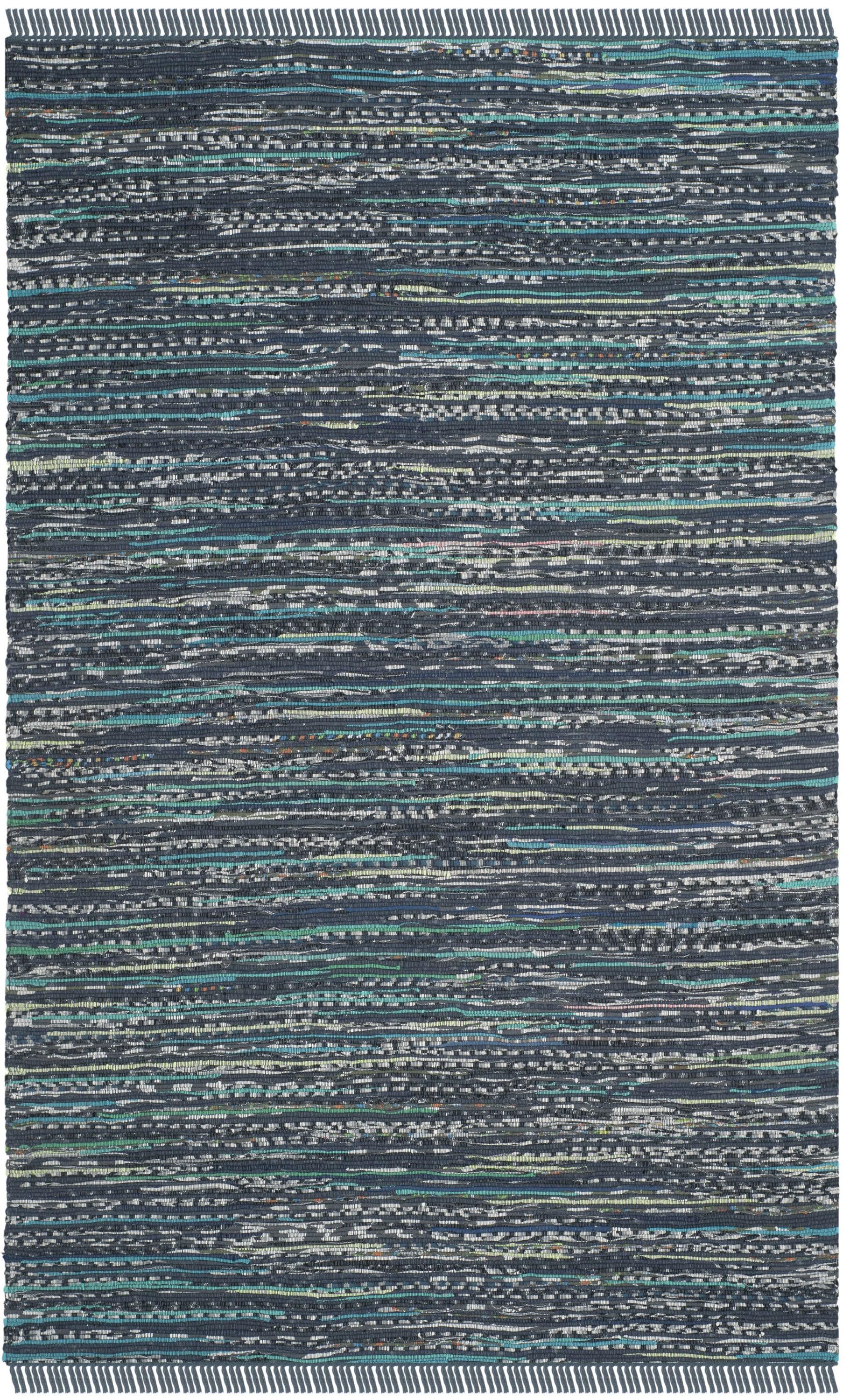 Ink and Multi 6' x 9' Handmade Cotton Flat Woven Rug