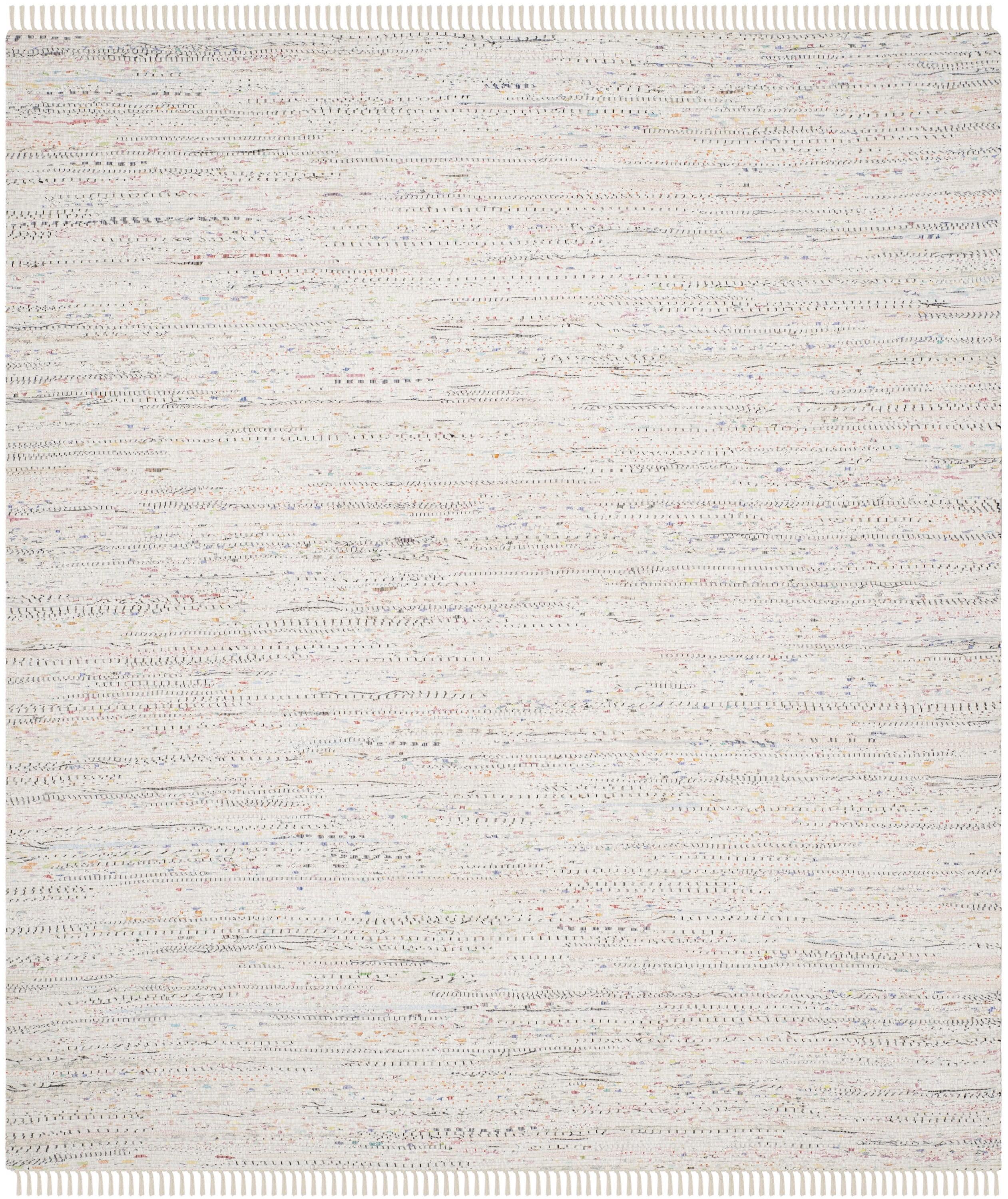 SAFAVIEH Rag Robynne Striped Cotton Area Rug, Ivory/Multi, 11' x 15'