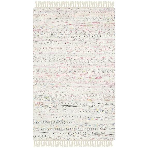 Rag Rug RAR121 Hand Woven Indoor Accent Rug - 2'6"x4' - Ivory/Multi - Safavieh