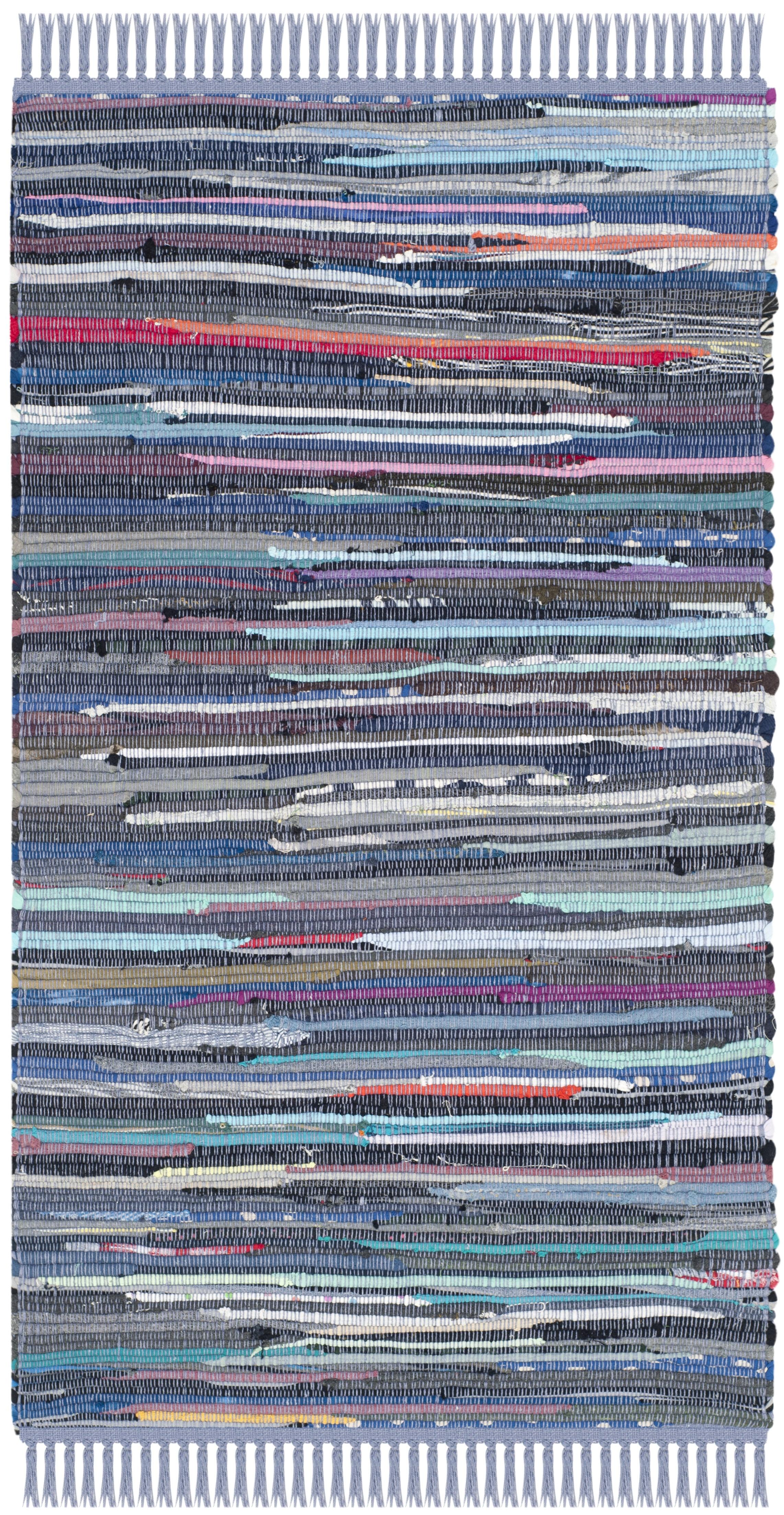 SAFAVIEH Rag Robynne Striped Cotton Area Rug, Purple/Multi, 2' x 3'