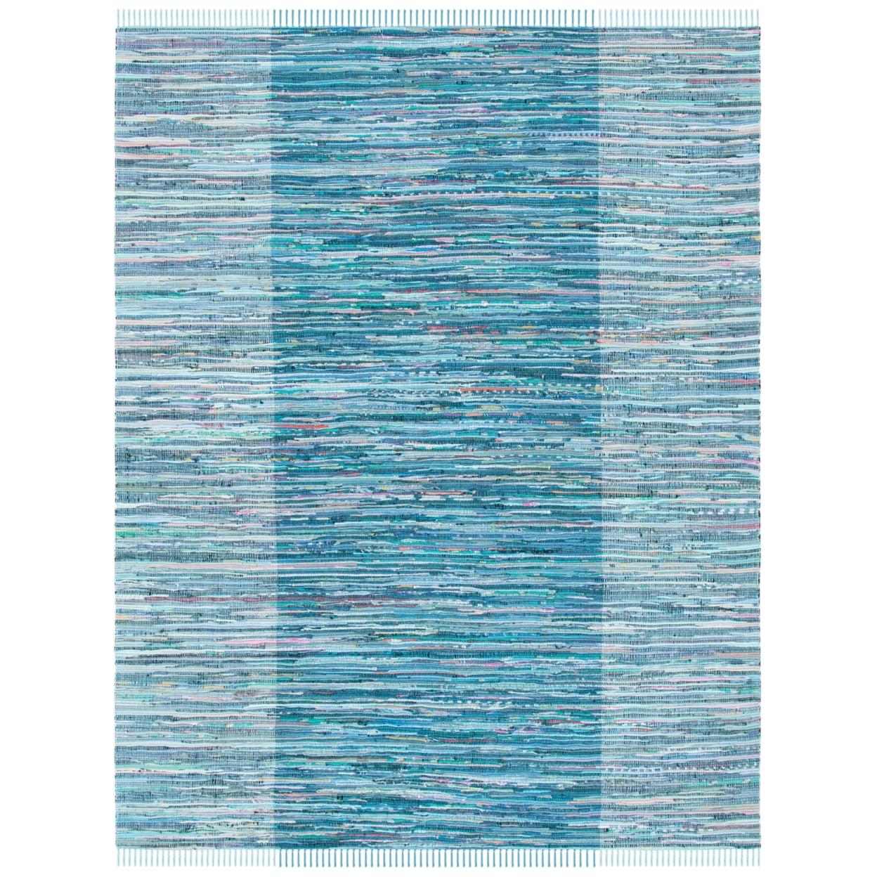 Rag Area Rug RAR122 Hand Woven Area Rug - Light Blue/Grey - 8'9"x11'9" - Safavieh.