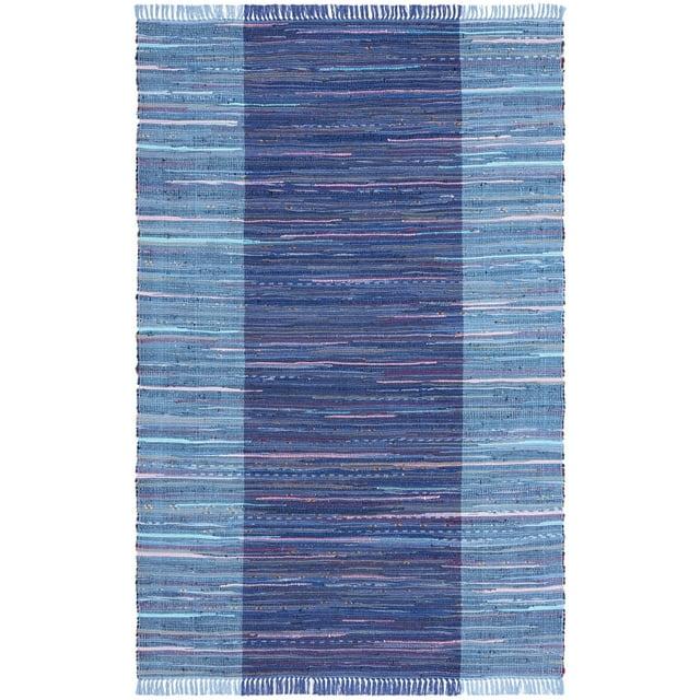 Rag Area Rug RAR122 Hand Woven Area Rug - Navy/Blue - 6'x9' - Safavieh.