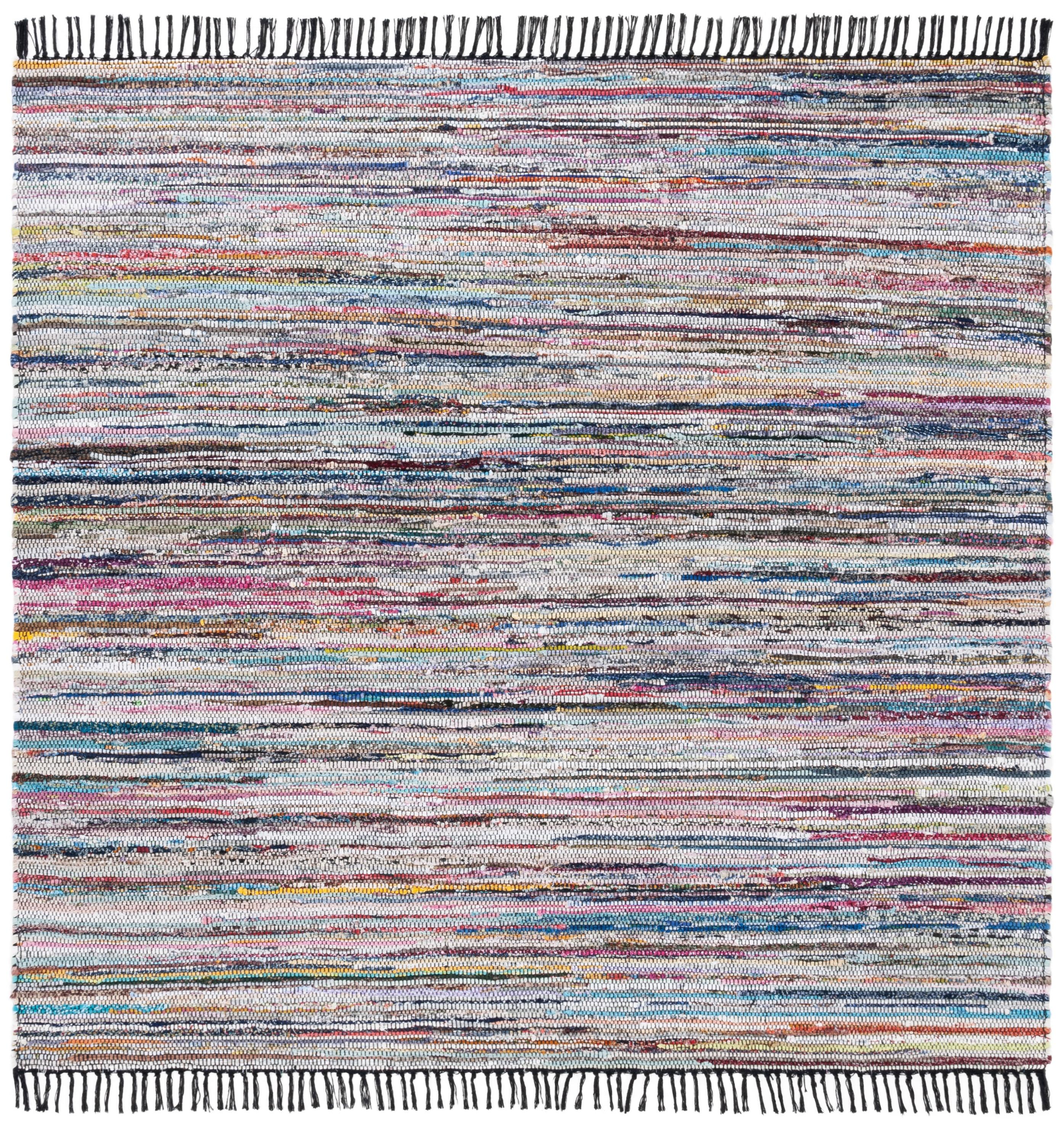 Rag Rug RAR121 Hand Woven Indoor Area Rug - 6'x6' - Rust/Multi - Safavieh