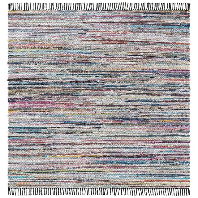 Rag Rug RAR121 Hand Woven Indoor Area Rug - 6'x6' - Rust/Multi - Safavieh