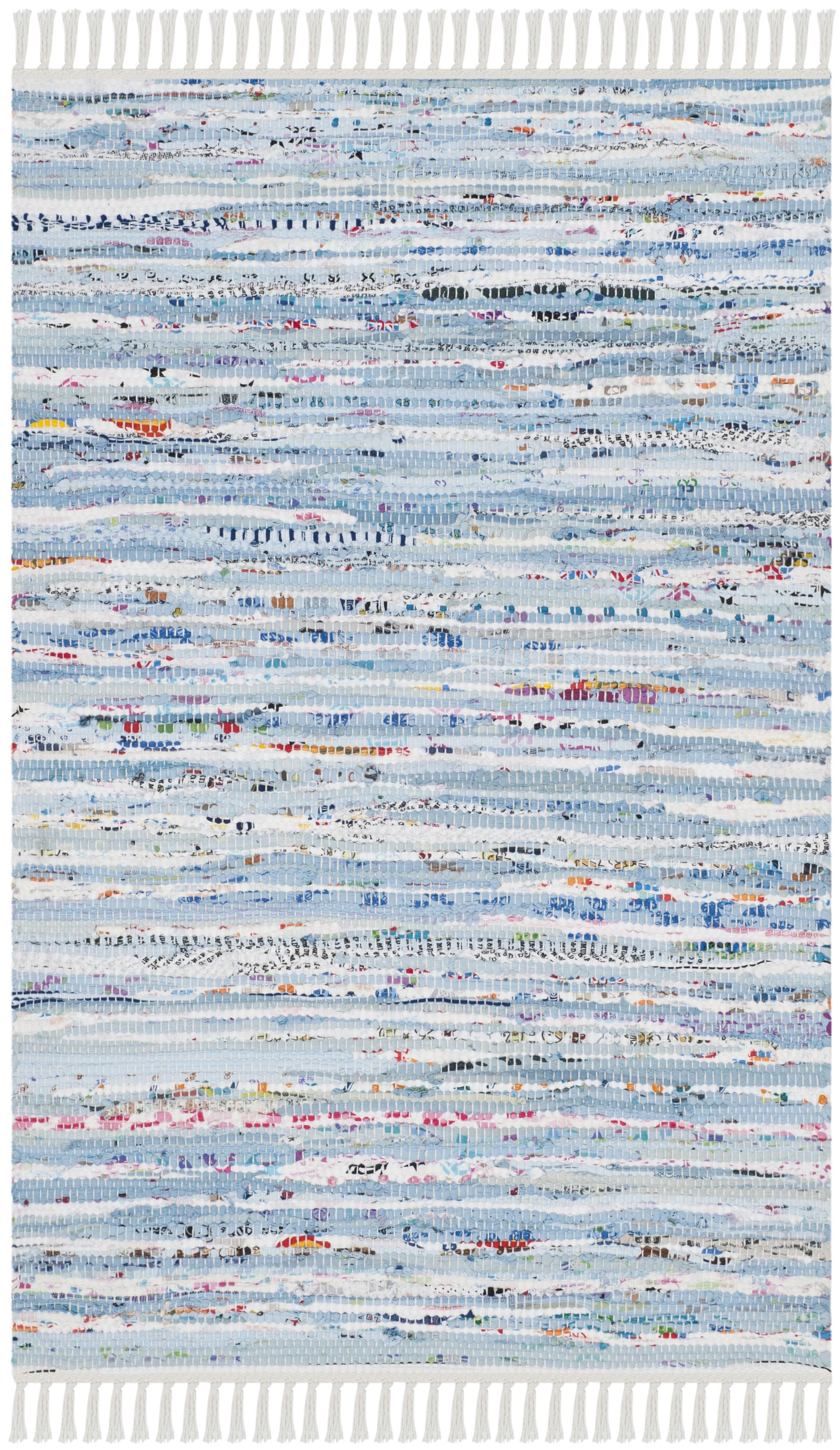 Rag Rug RAR125 Hand Woven Indoor Accent Rug - Light Blue/Multi - 2'3"x3'9" - Safavieh.