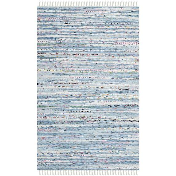 Rag Rug RAR125 Hand Woven Indoor Accent Rug - Light Blue/Multi - 2'6"x4' - Safavieh.