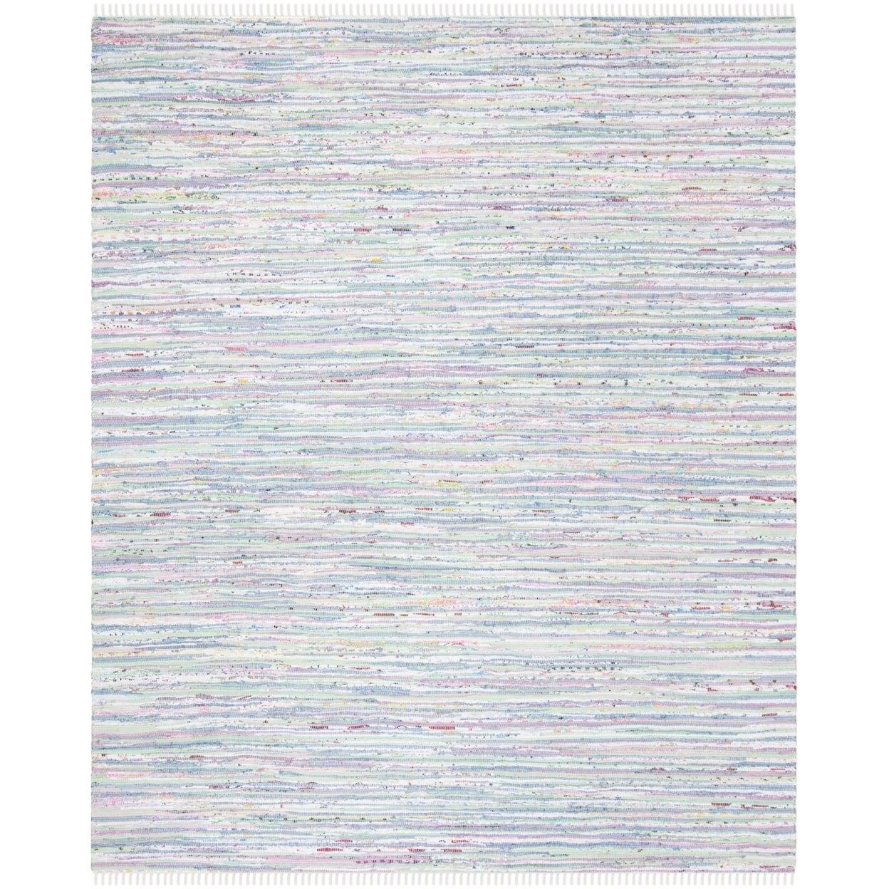 SAFAVIEH Rag Skylar Striped Cotton Area Rug, Light Green/Multi, 4' x 6'