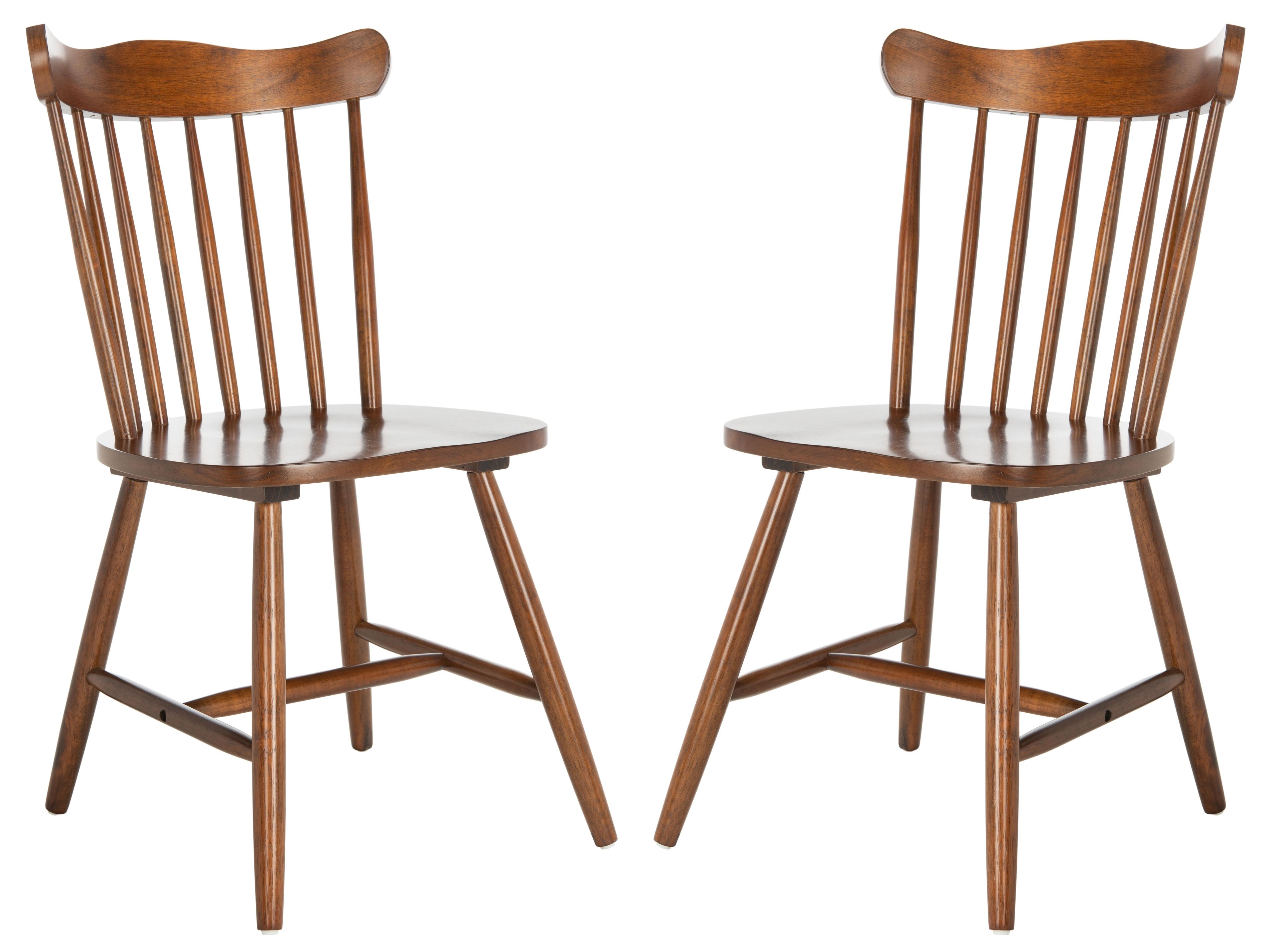 Walnut Slat Back Windsor Dining Chair Set of 2