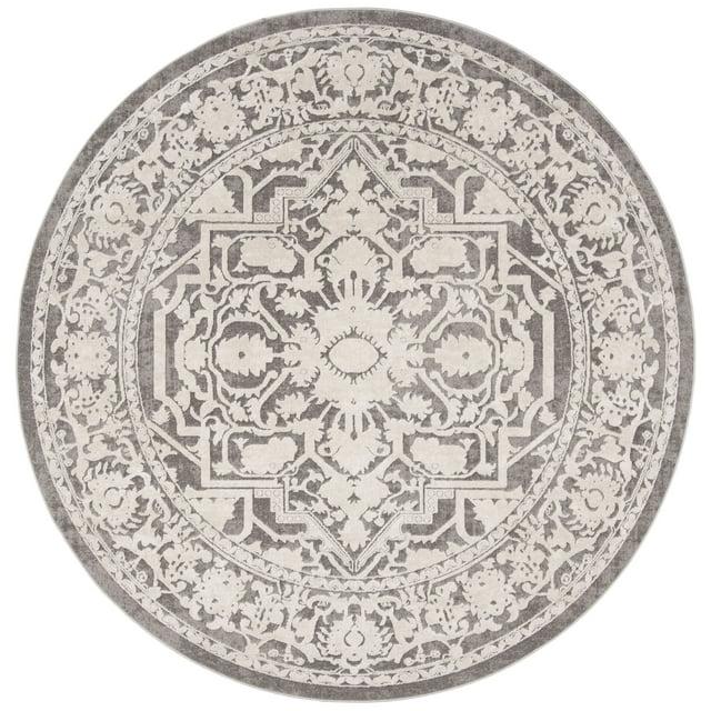 Reflection RFT665 Power Loomed Indoor Area Rug - 6'7" Round - Dark Grey/Cream - Safavieh