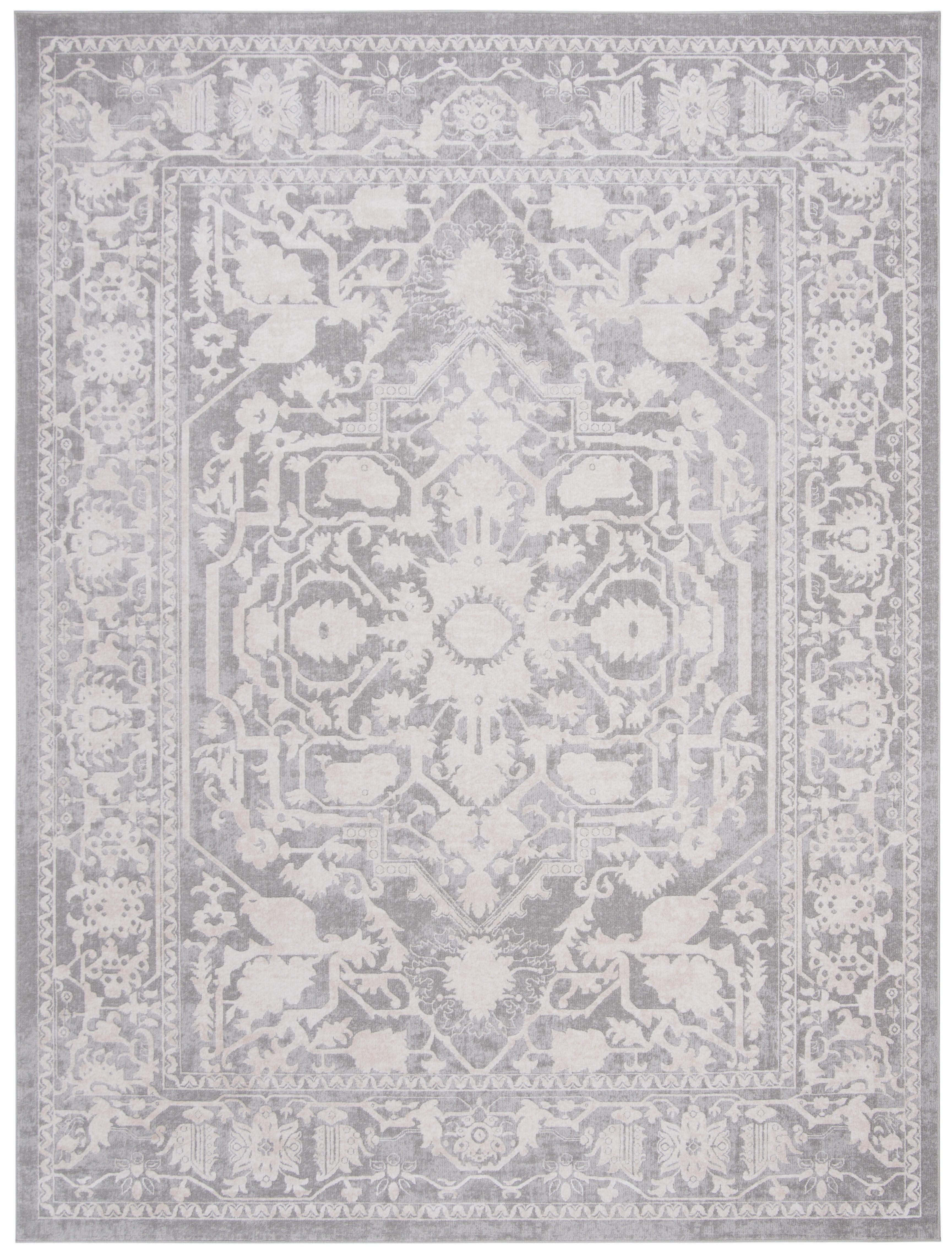 SAFAVIEH Reflection Christy Traditional Area Rug, Light Grey/Cream, 11' x 15'