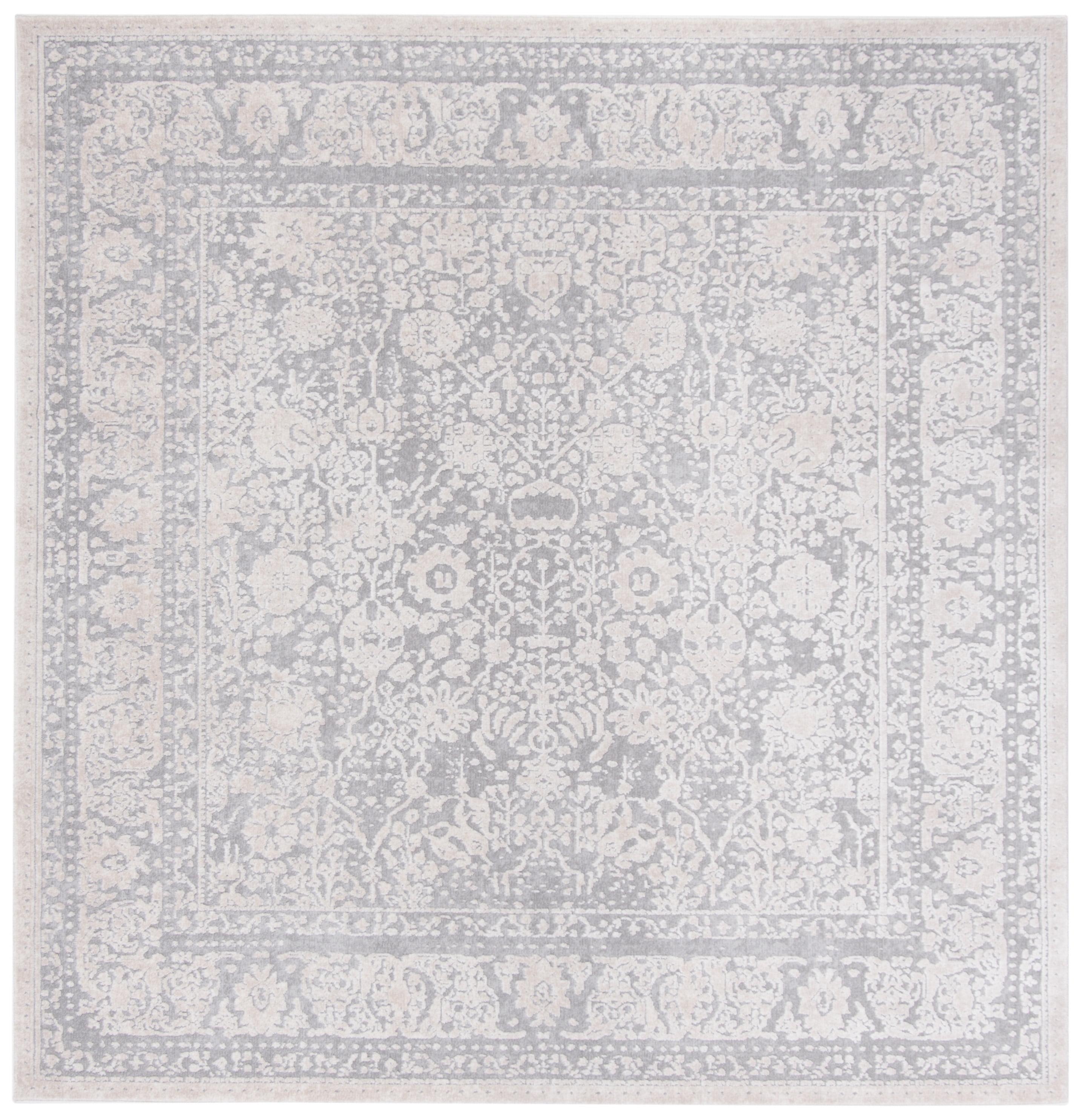 SAFAVIEH Reflection Lynna Traditional Area Rug, Light Grey/Cream, 8' x 8' Square