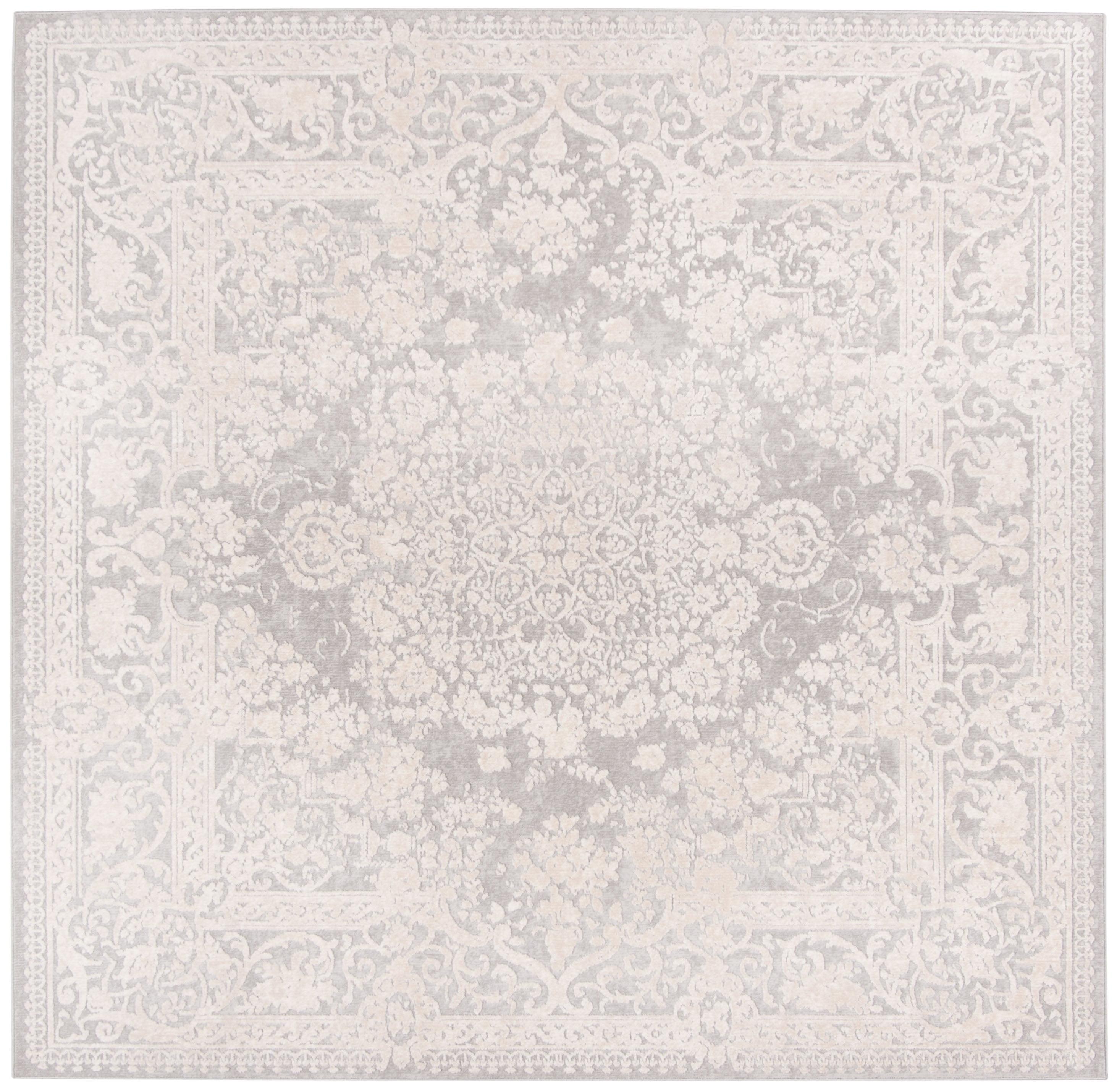 SAFAVIEH Reflection Sophia Traditional Area Rug, Light Grey/Cream, 8' x 8' Square