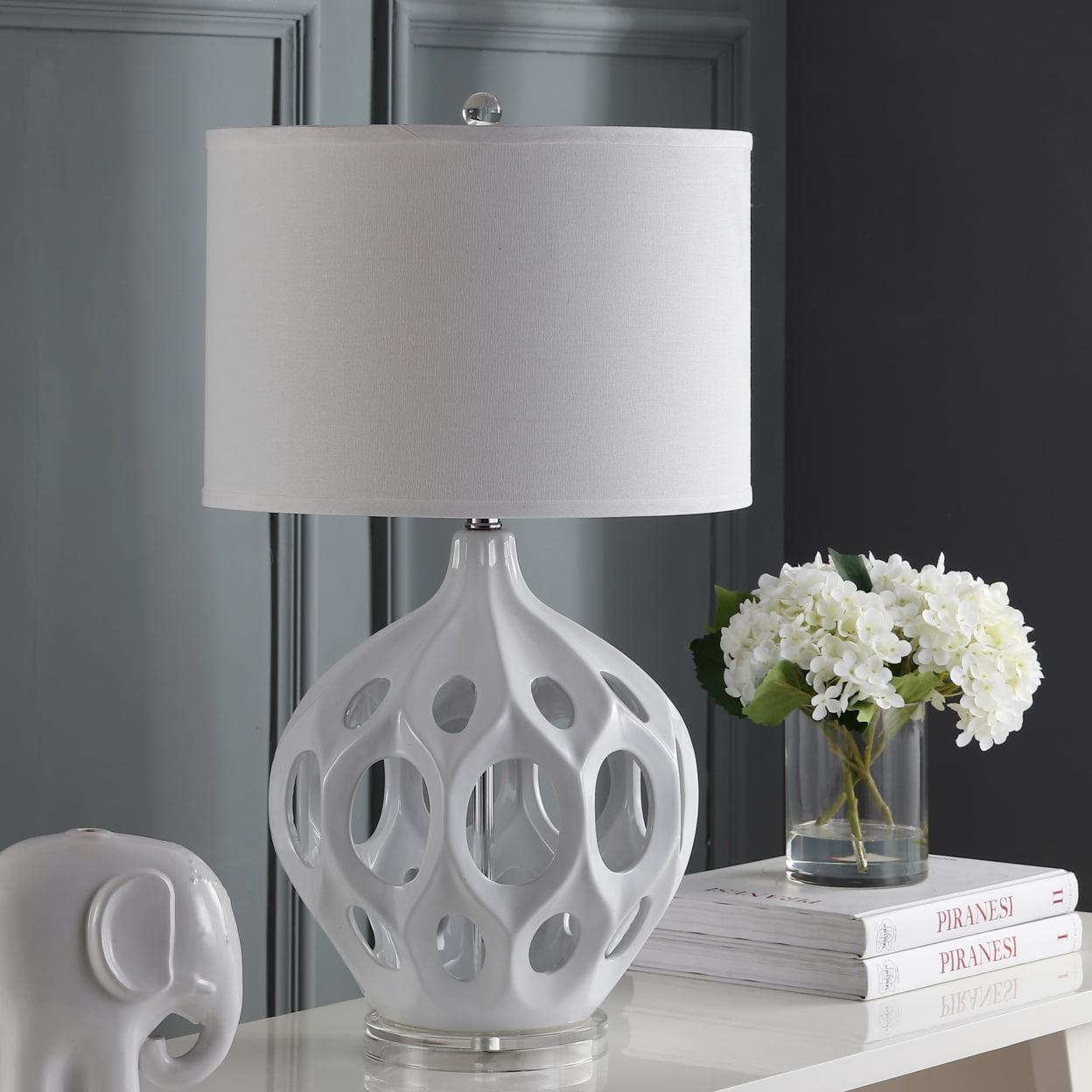 Regina White Ceramic 29-inch Table Lamp with Cotton Shade