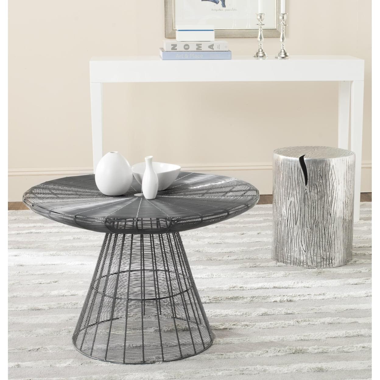 Transitional Round Grey Metal Coffee Table 29"