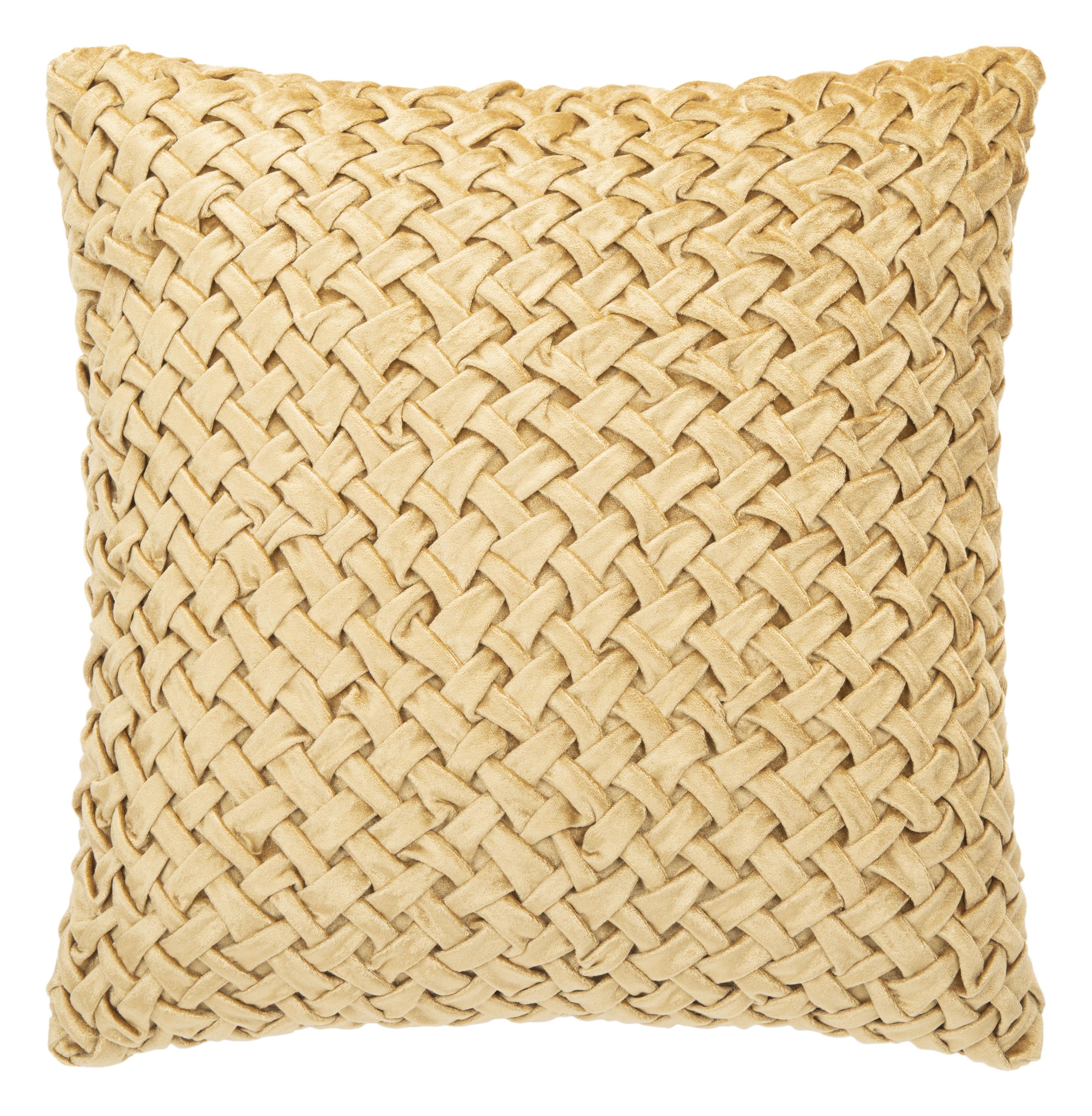 Beige Braided Texture Square Throw Pillow