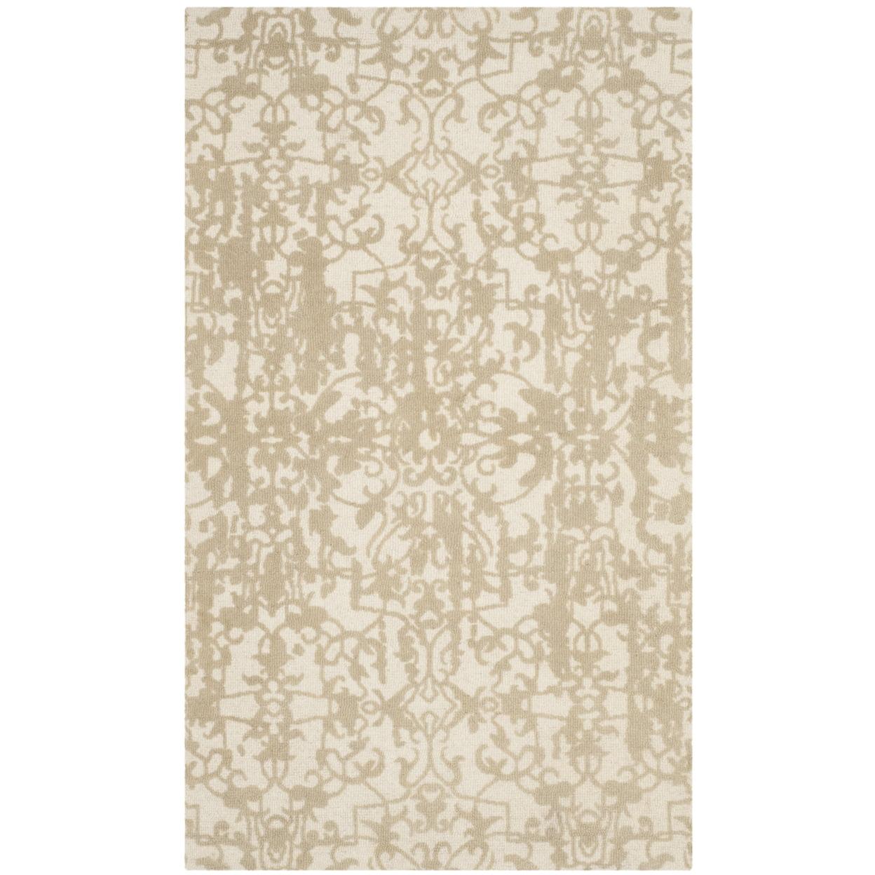 Ivory Sand Vintage Floral Hand-Tufted Wool Rug, 3' x 5'