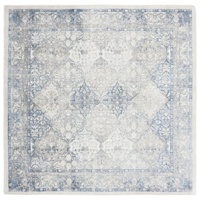 Restoration Vintage RVT705 Hand Loomed Indoor Area Rug - 6'x6' - Ivory/Blue - Safavieh