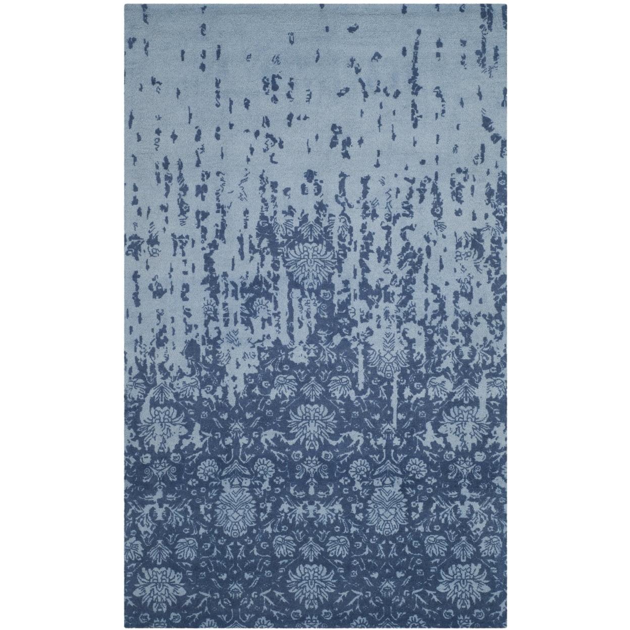 Restoration Vintage RVT104 Hand Tufted Indoor Accent Rug - 4'x6' - Blue/Dark Blue - Safavieh