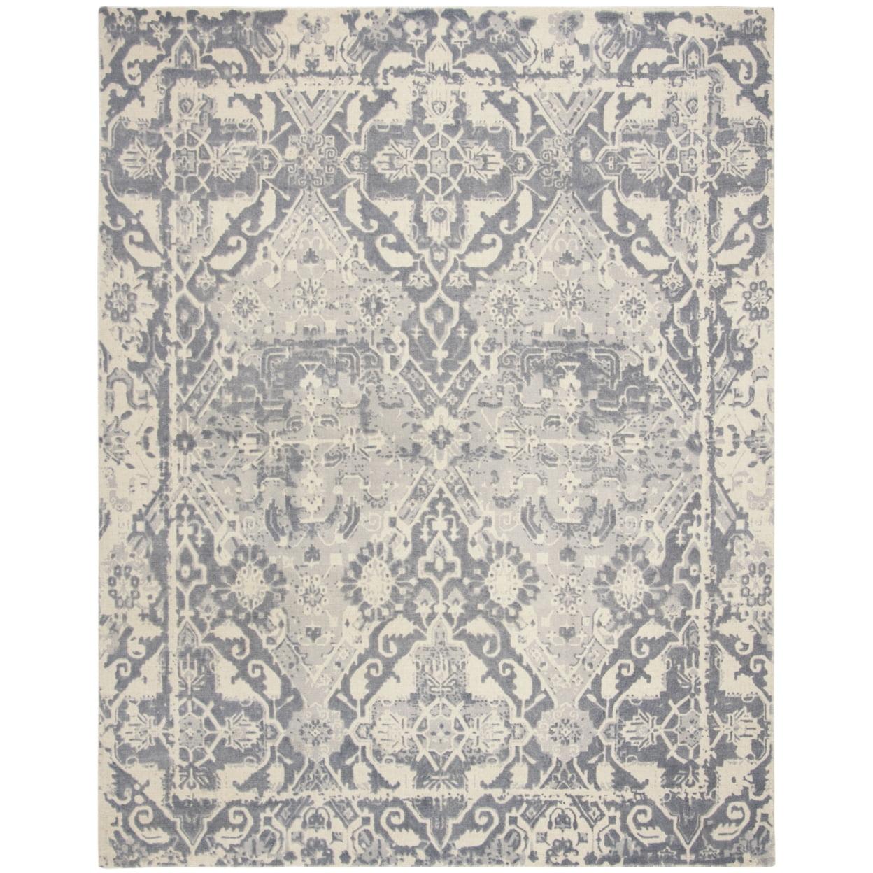 Restoration Vintage RVT532 Hand Tufted Indoor Area Rug - 6'x6' - Charcoal/Ivory - Safavieh