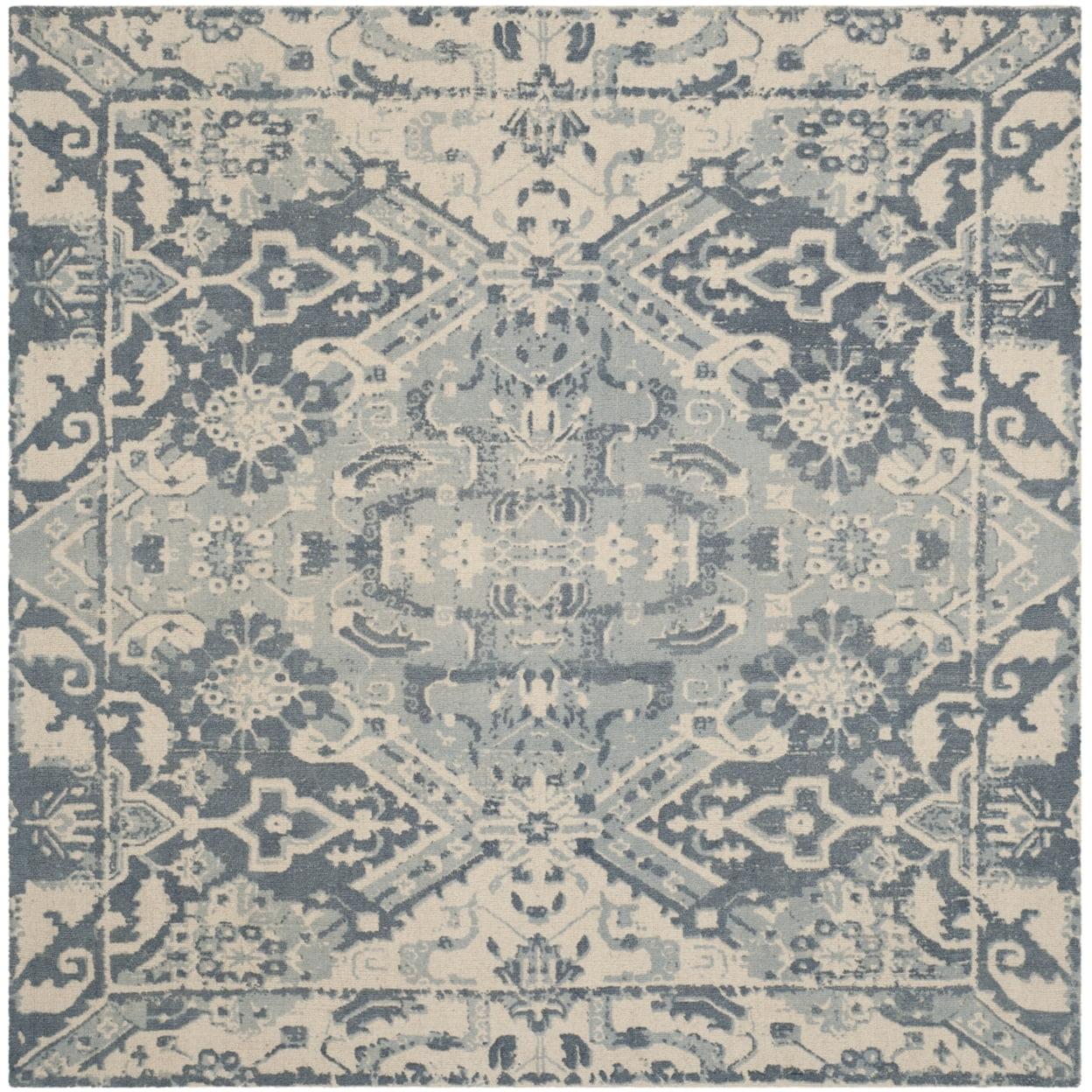 Restoration Vintage RVT532 Hand Tufted Indoor Area Rug - 6'x6' - Charcoal/Ivory - Safavieh