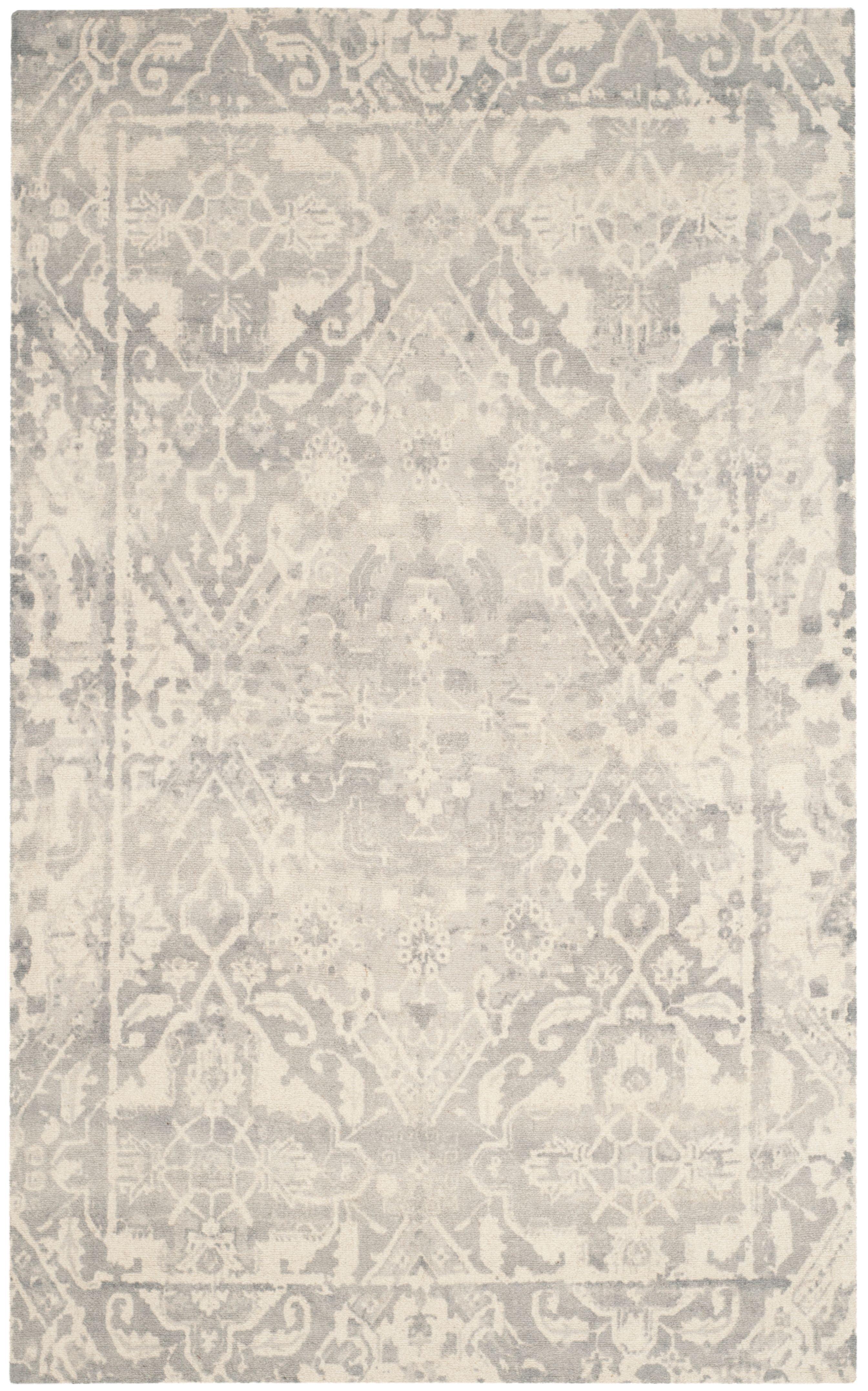 Restoration Vintage RVT532 Hand Tufted Indoor Accent Rug - 3'x5' - Light Grey/Ivory - Safavieh