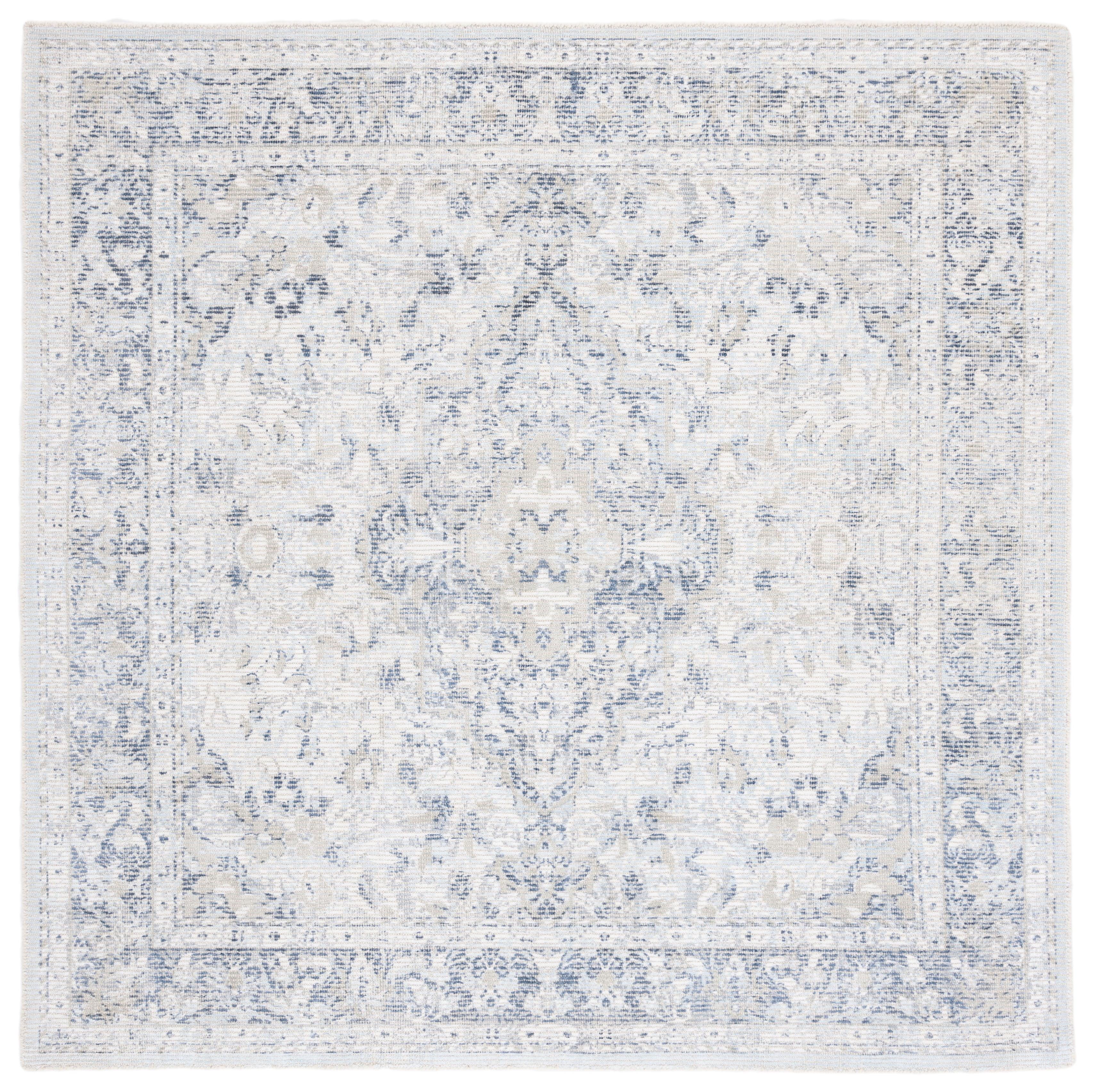 Restoration Vintage RVT704 Hand Loomed Indoor Area Rug - 6'x6' - Ivory/Blue - Safavieh