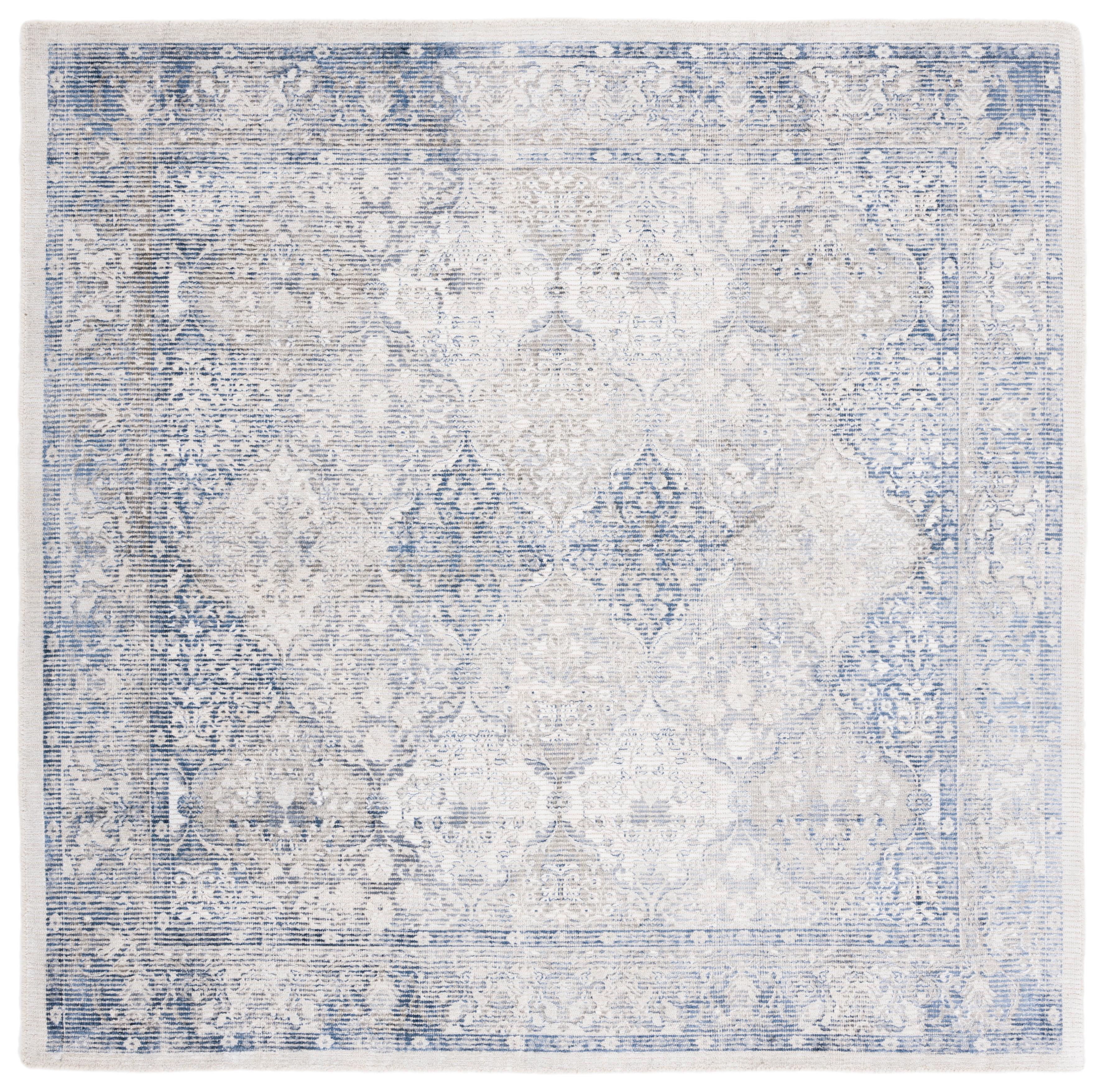 Restoration Vintage RVT705 Hand Loomed Indoor Area Rug - 6'x6' - Ivory/Blue - Safavieh