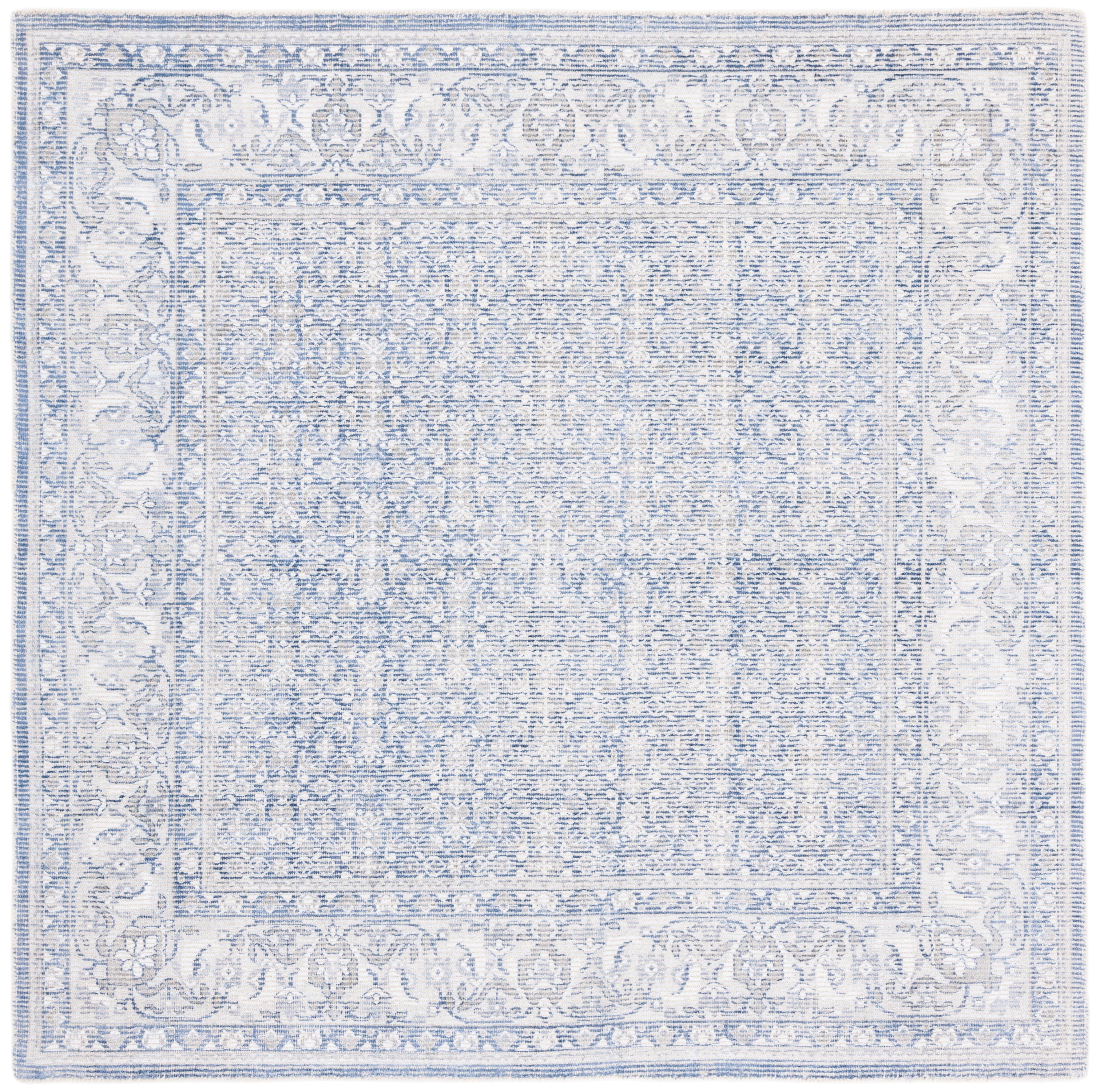 Restoration Vintage RVT706 Hand Loomed Indoor Area Rug - 6'x6' - Blue/Ivory - Safavieh
